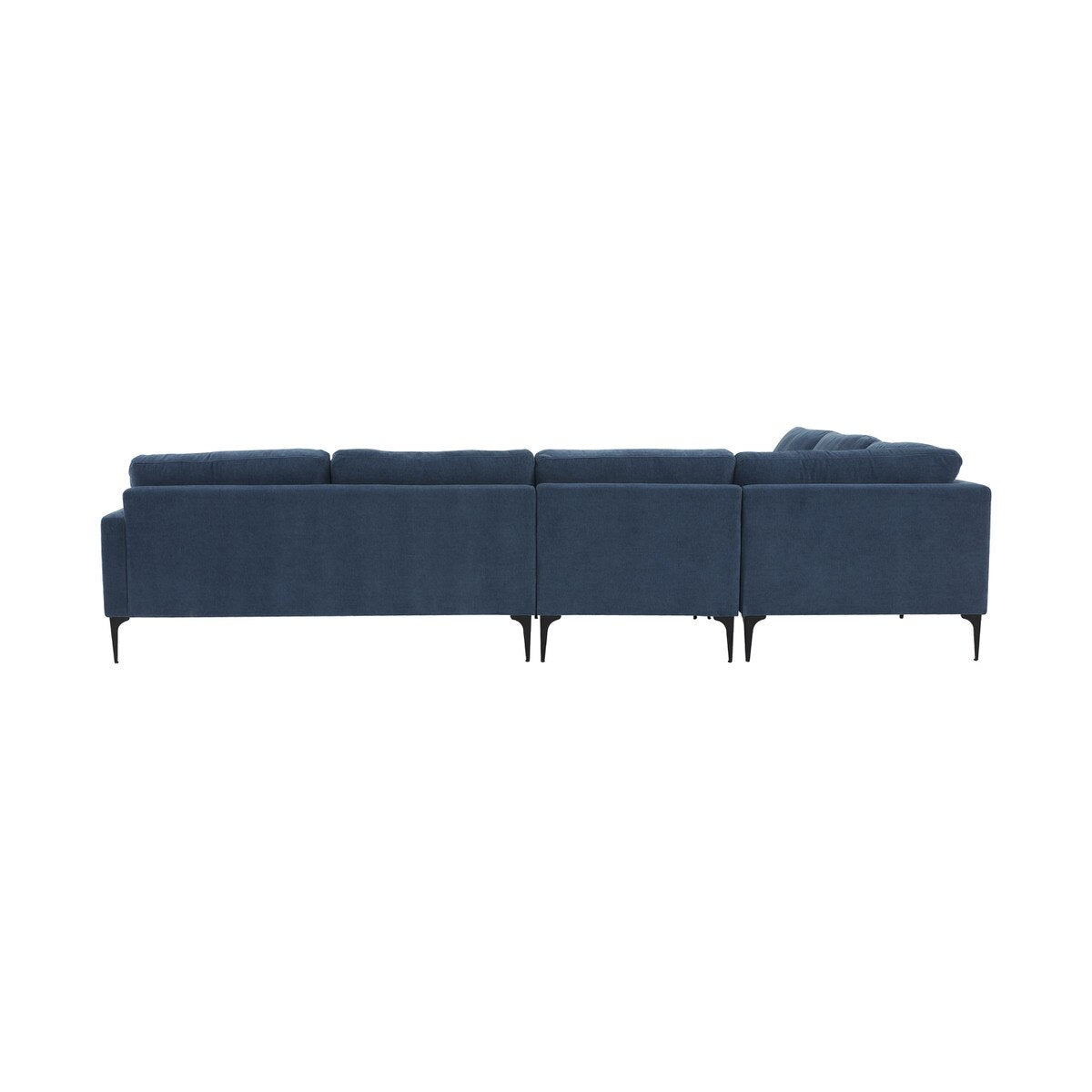 Serena Blue Velvet Large Chaise Sectional with Black Legs