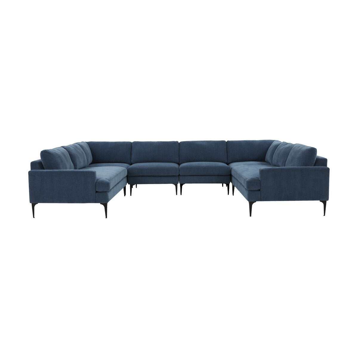 Serena Blue Velvet U-Sectional with Black Legs