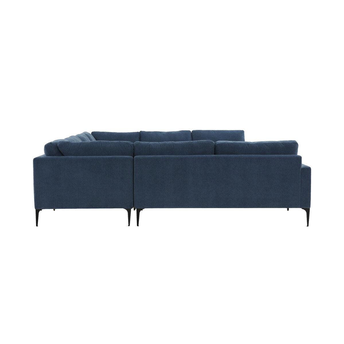 Serena Blue Velvet U-Sectional with Black Legs