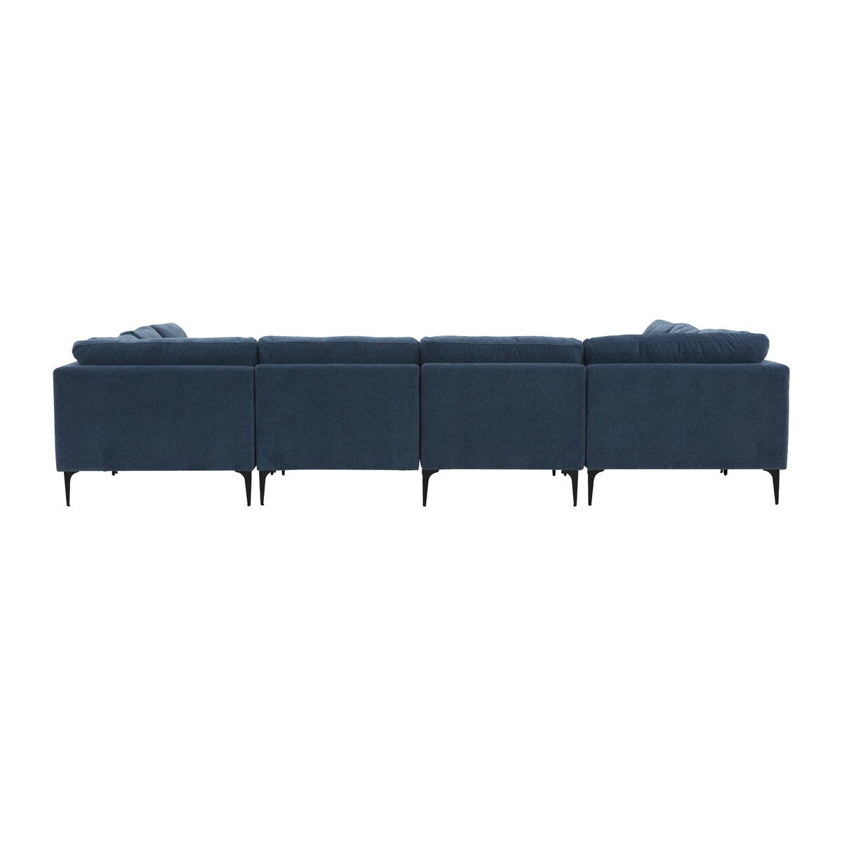 Serena Blue Velvet U-Sectional with Black Legs