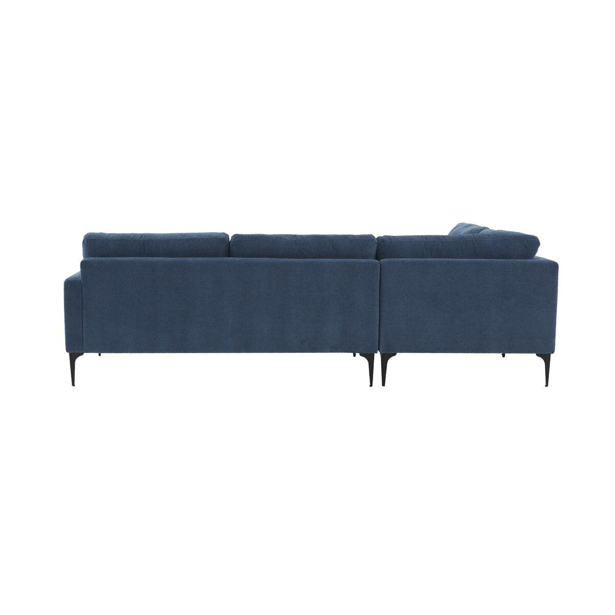 Serena Blue Velvet Large LAF Chaise Sectional with Black Legs