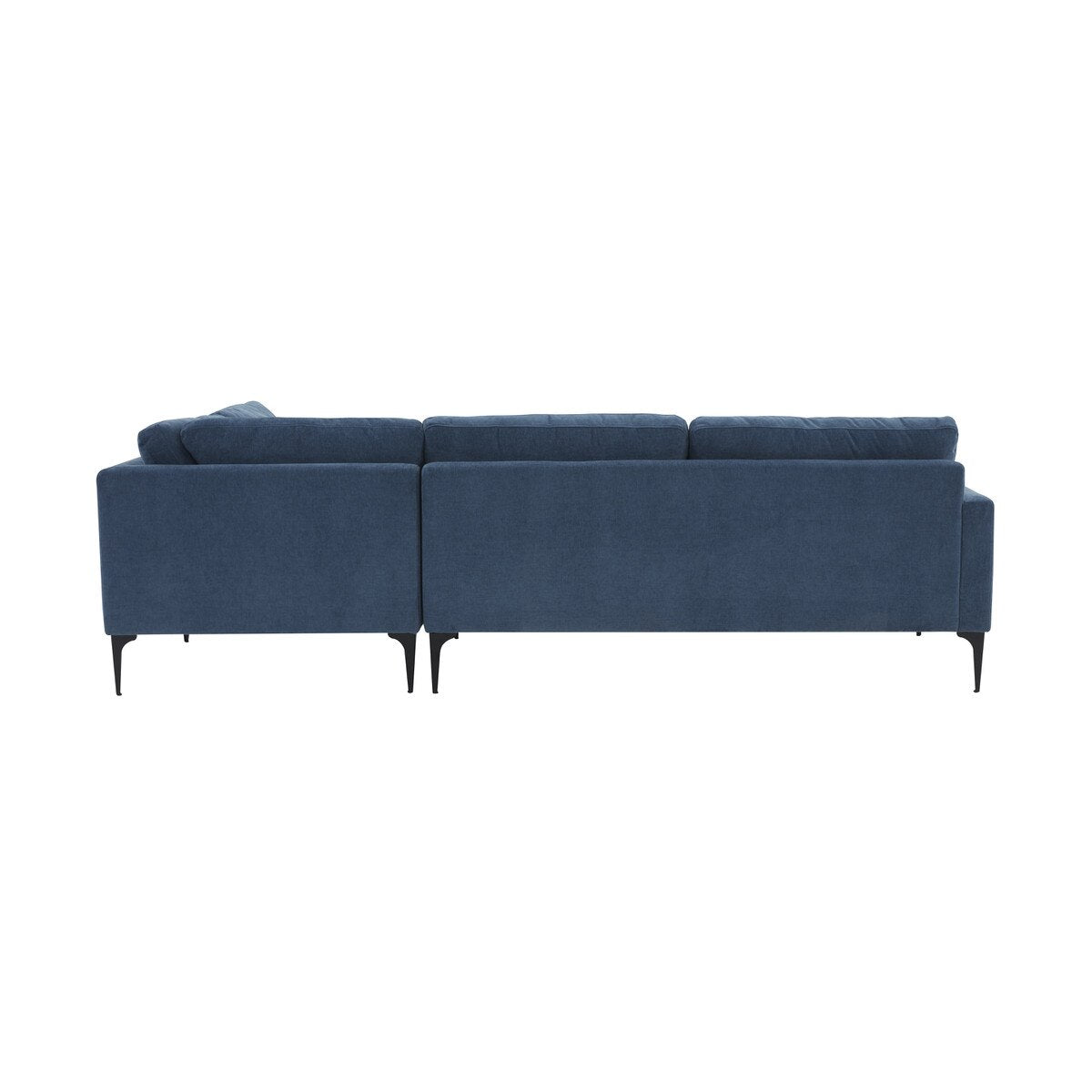 Serena Blue Velvet Large RAF Chaise Sectional with Black Legs