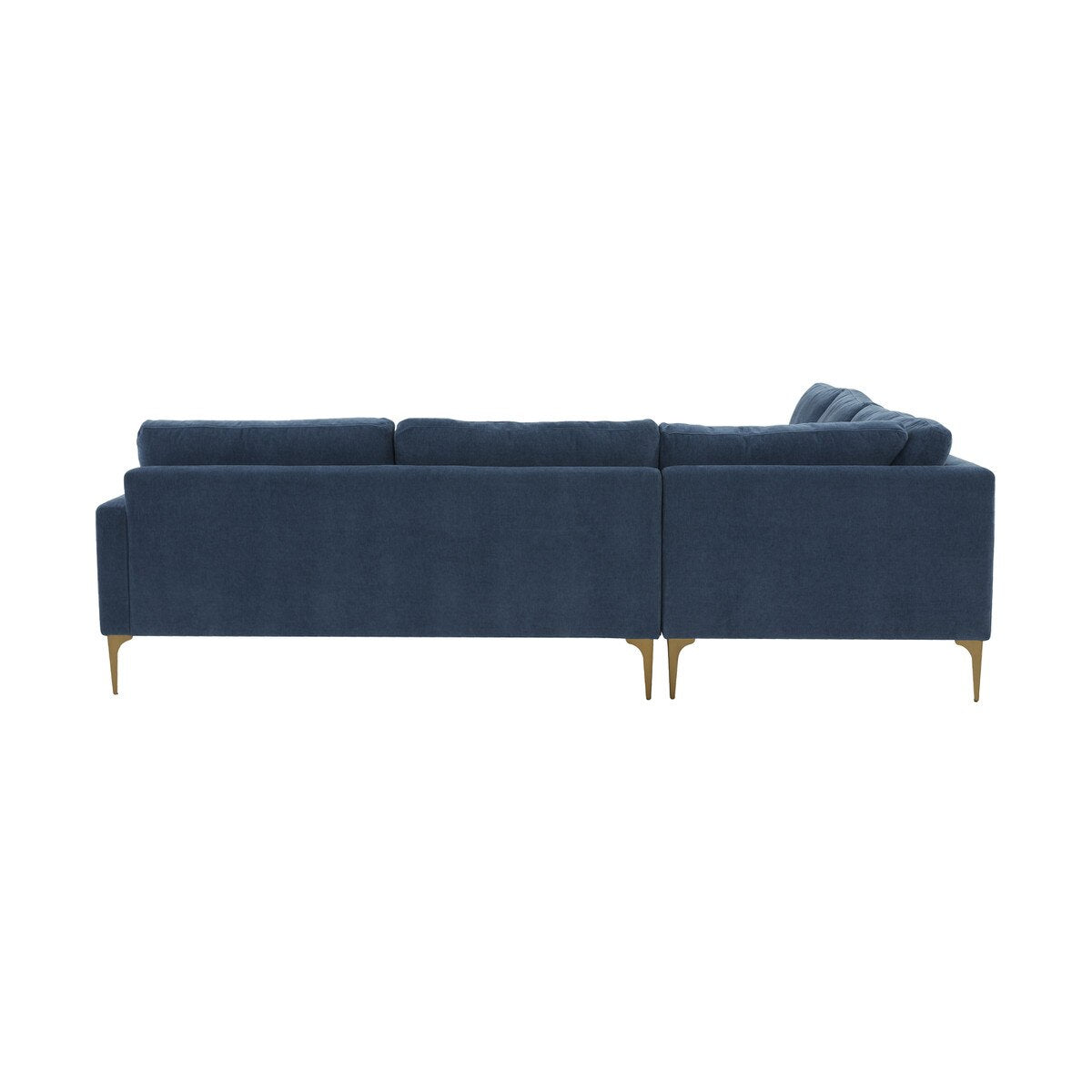 Serena Blue Velvet L-Sectional with Brass Legs