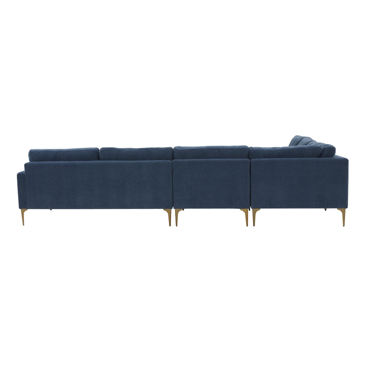 Serena Blue Velvet Large L-Sectional with Brass Legs