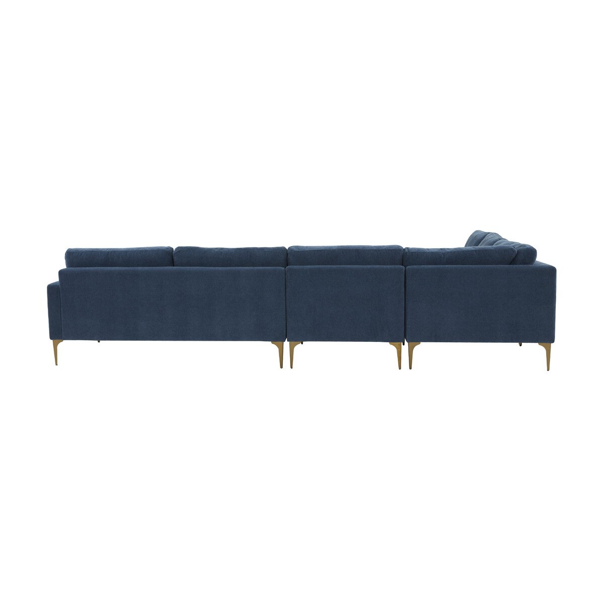 Serena Blue Velvet Large L-Sectional with Brass Legs