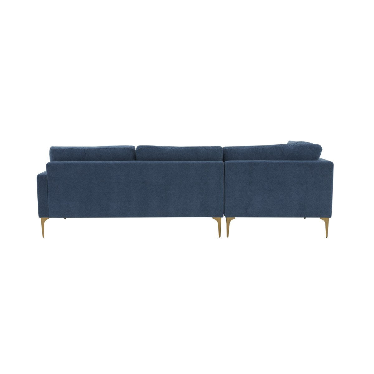 Serena Blue Velvet LAF Chaise Sectional with Brass Legs