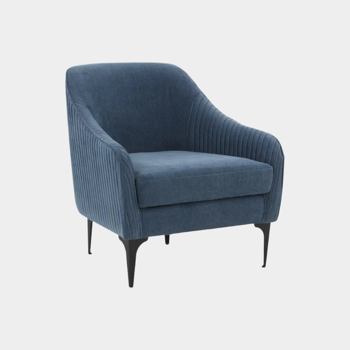 Serena Blue Velvet Accent Chair with Black Legs