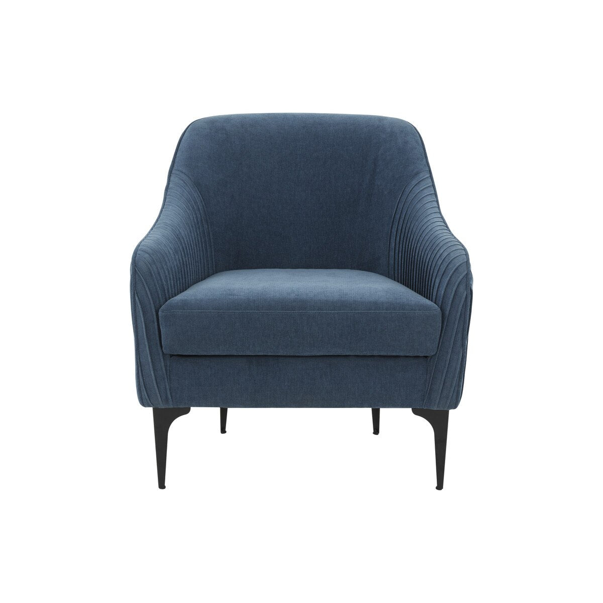 Chaise d'appoint Serena en velours bleu avec pieds noirs 