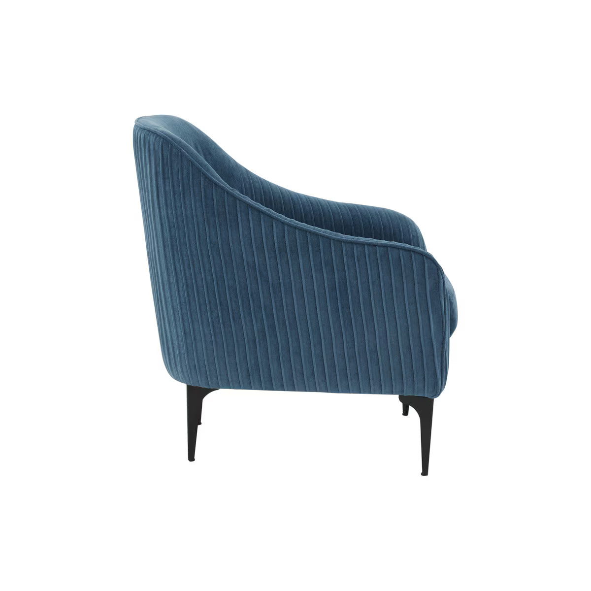 Chaise d'appoint Serena en velours bleu avec pieds noirs 