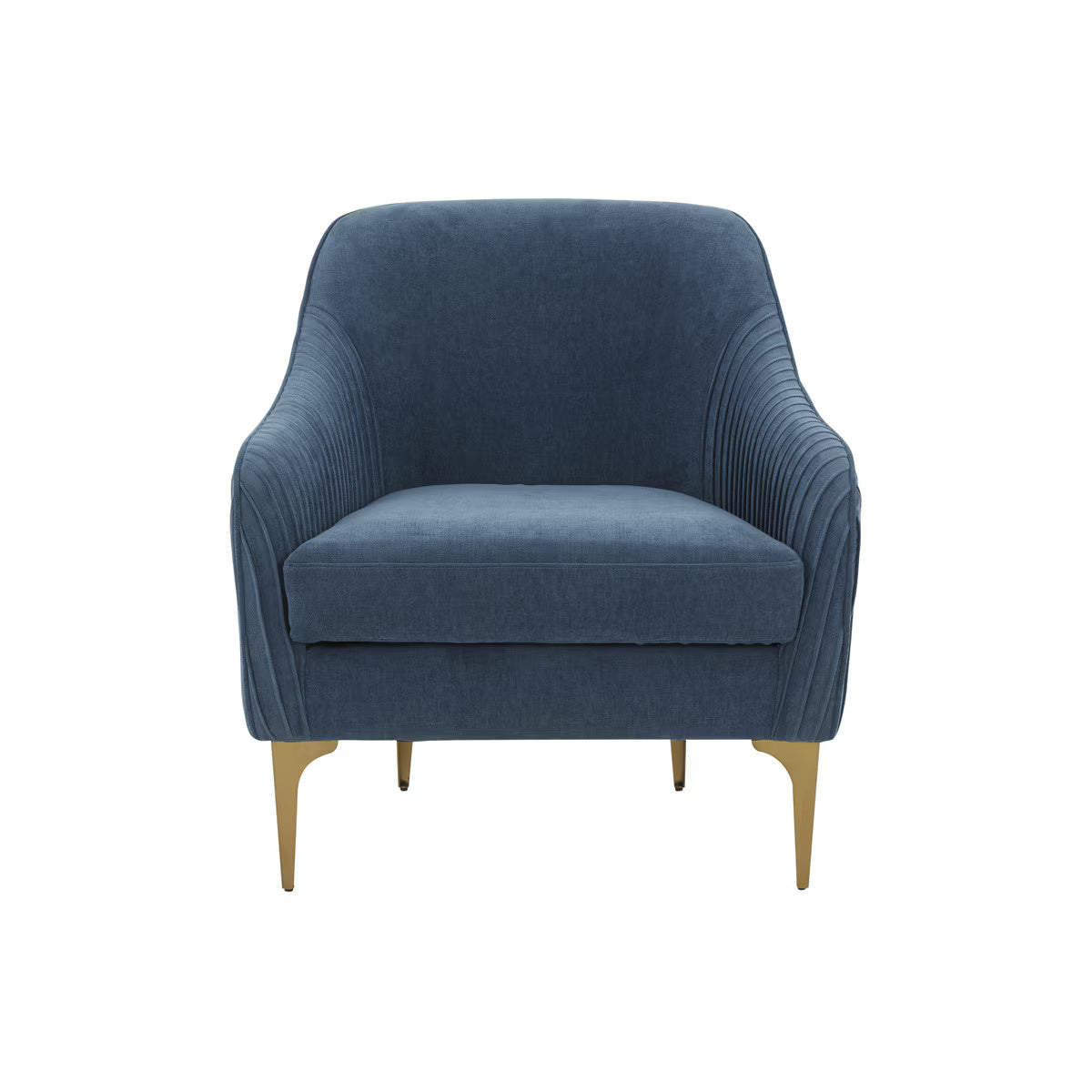 Serena Blue Velvet Accent Chair with Brass Legs