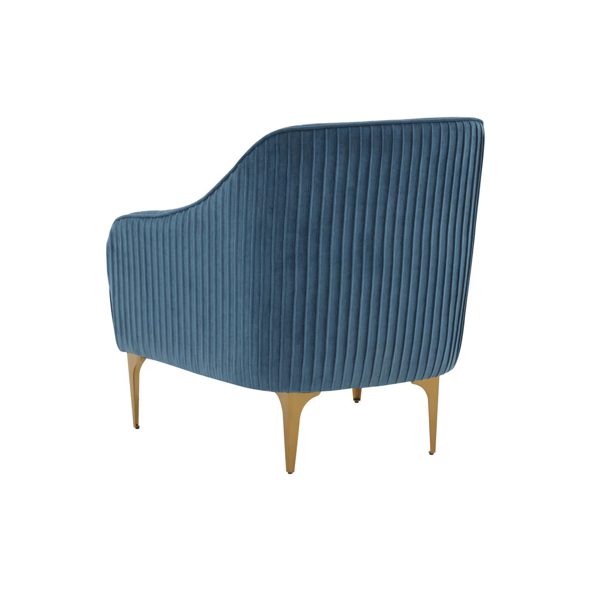 Serena Blue Velvet Accent Chair with Brass Legs