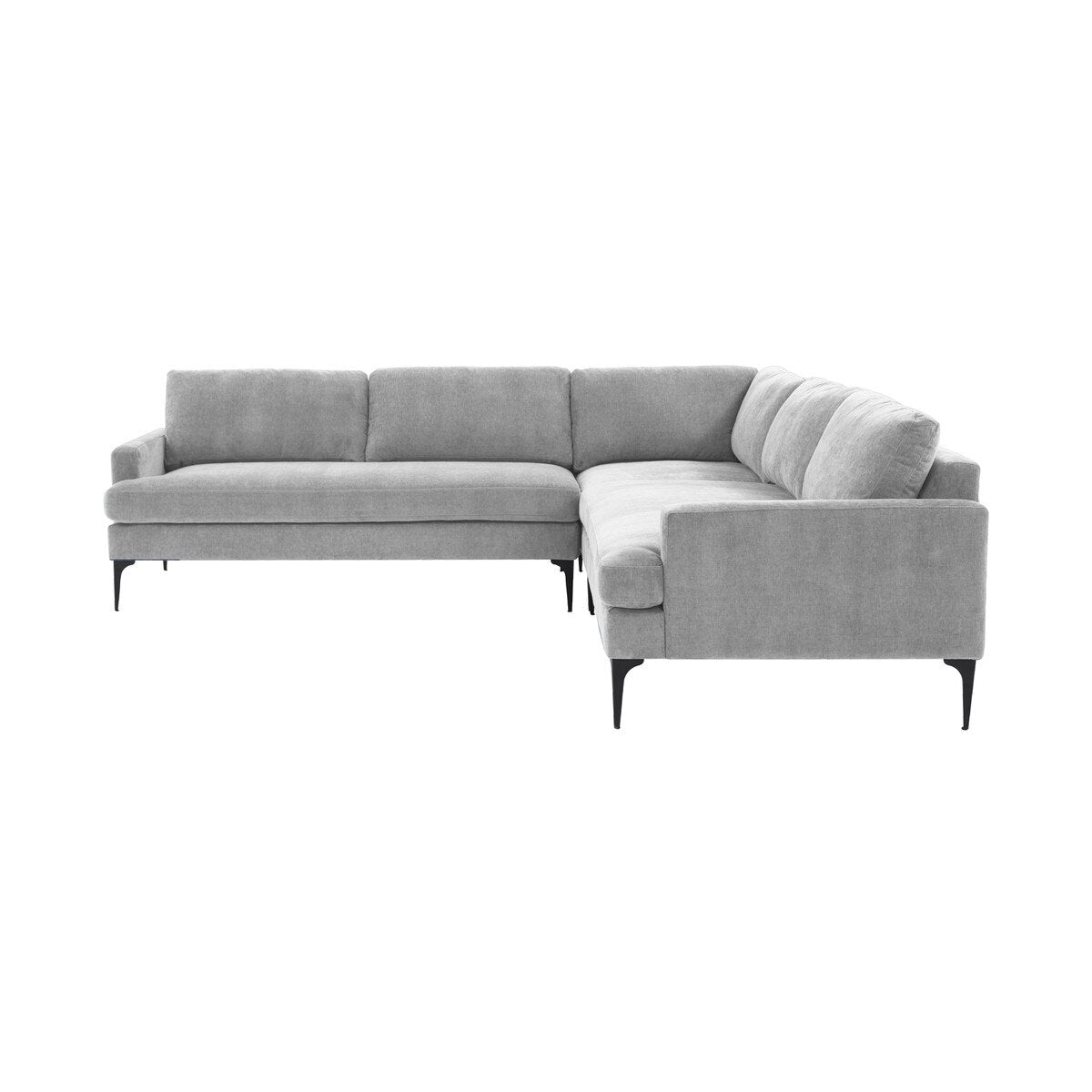 Serena Gray Velvet L-Sectional with Black Legs