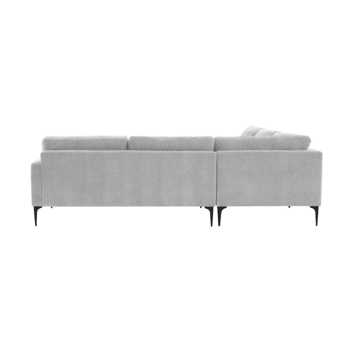 Serena Gray Velvet L-Sectional with Black Legs