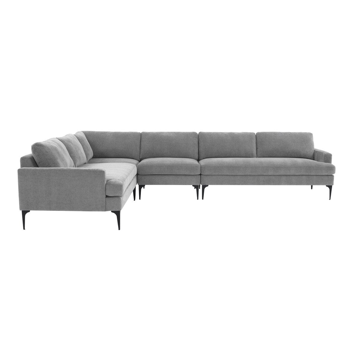 Serena Gray Velvet Large L-Sectional with Black Legs