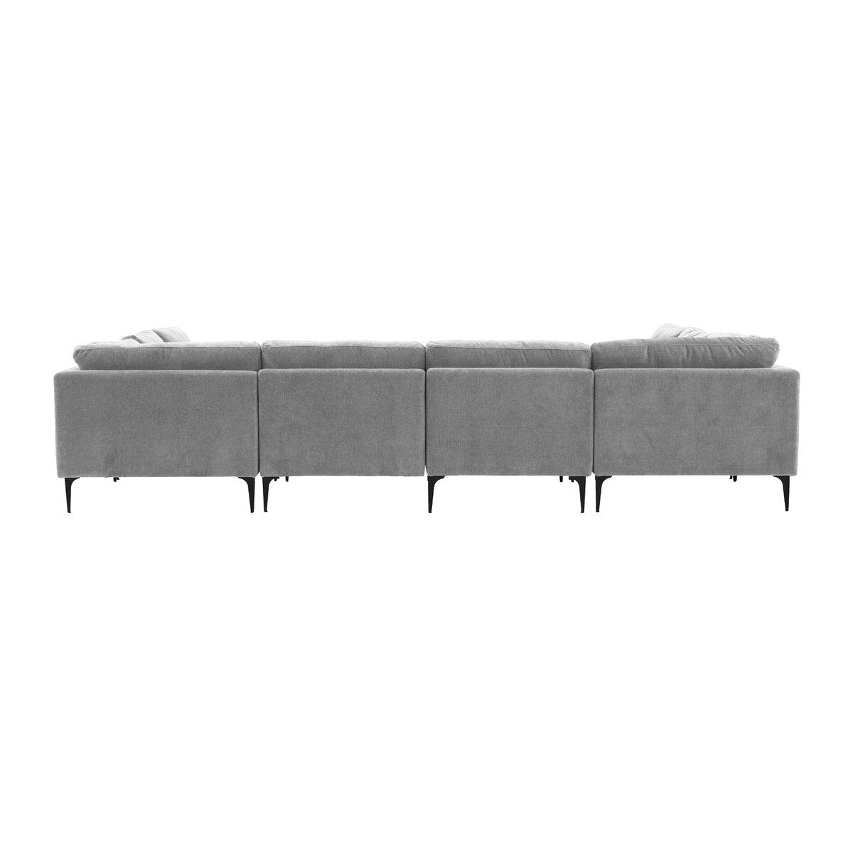 Serena Gray Velvet U-Sectional with Black Legs