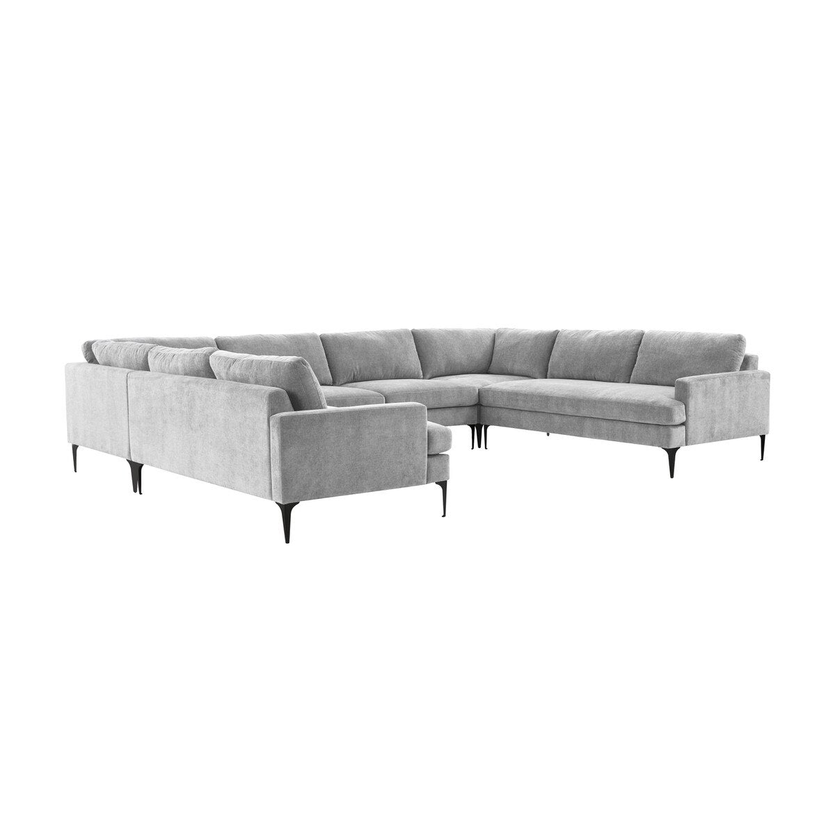 Serena Gray Velvet U-Sectional with Black Legs