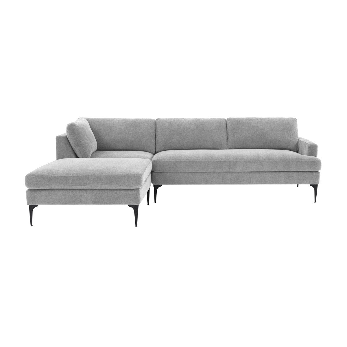 Serena Gray Velvet LAF Chaise Sectional with Black Legs