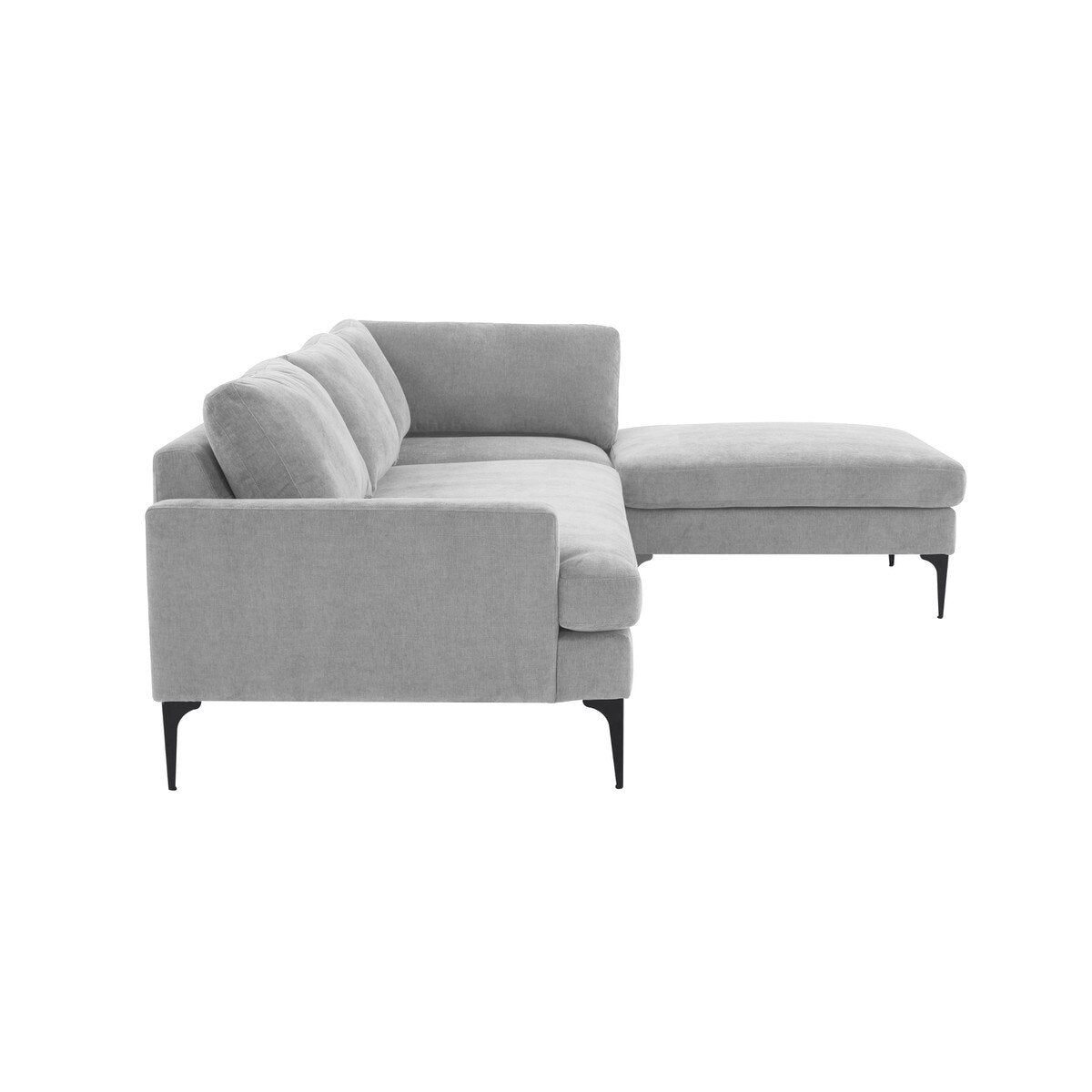 Chaise sectionnelle Serena en velours gris RAF avec pieds noirs