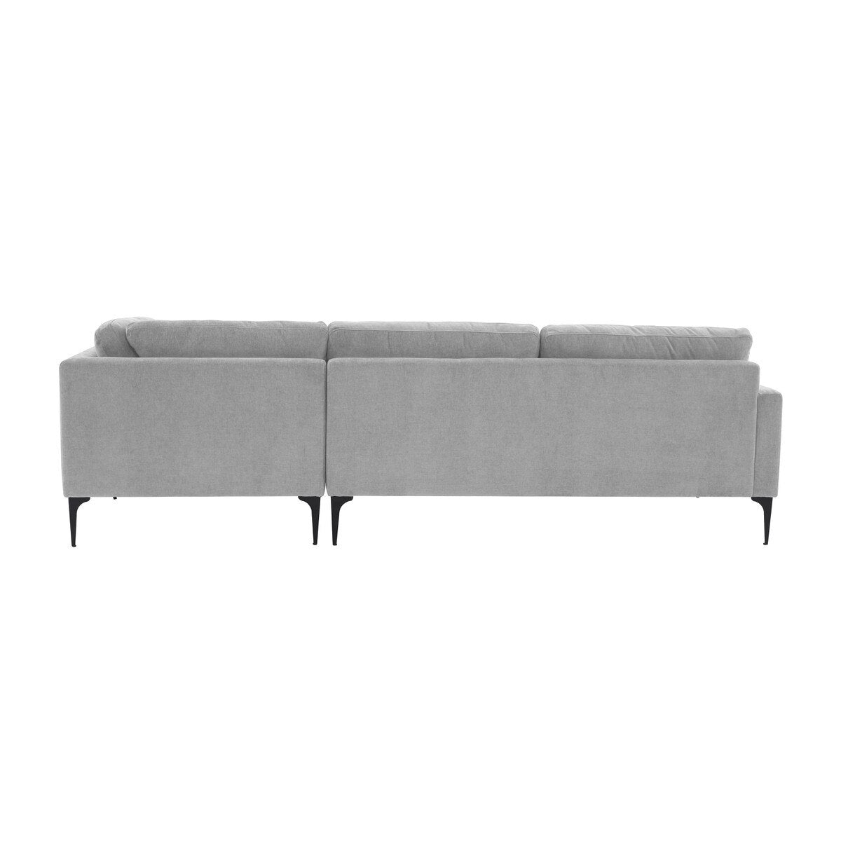 Serena Gray Velvet RAF Chaise Sectional with Black Legs