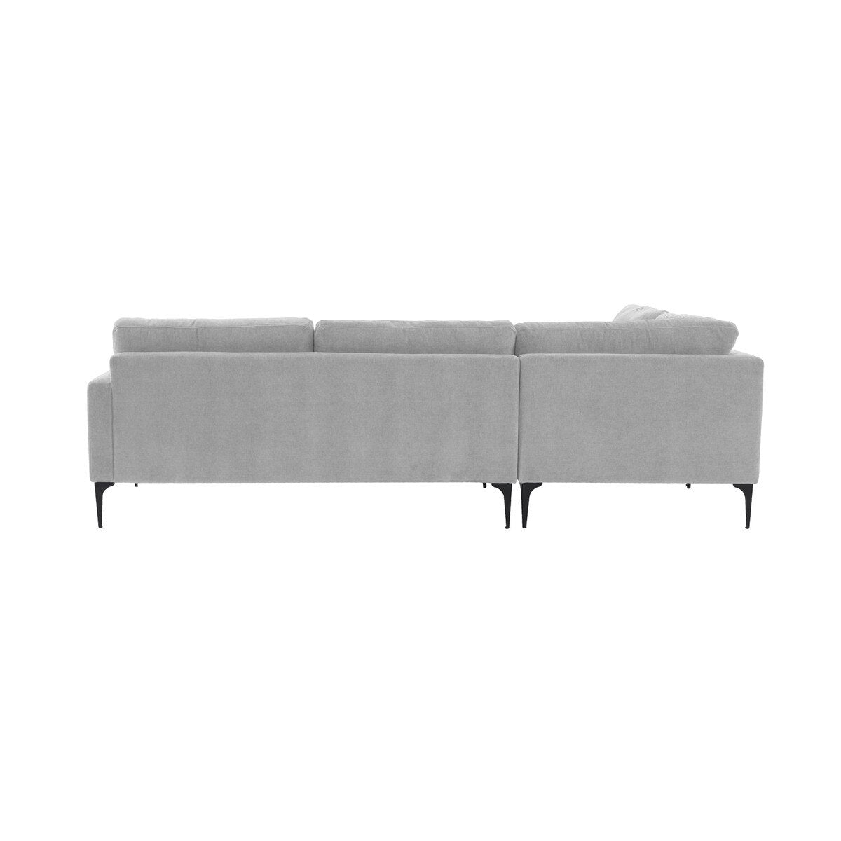 Serena Gray Velvet Large LAF Chaise Sectional with Black Legs