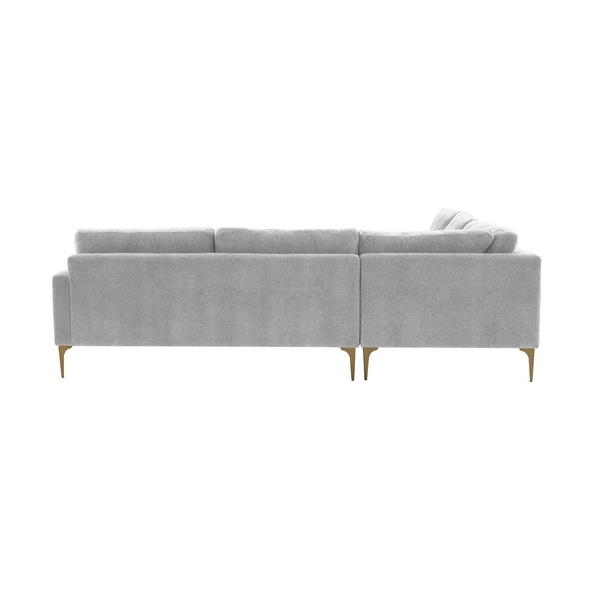 Serena Gray Velvet L-Sectional with Brass Legs