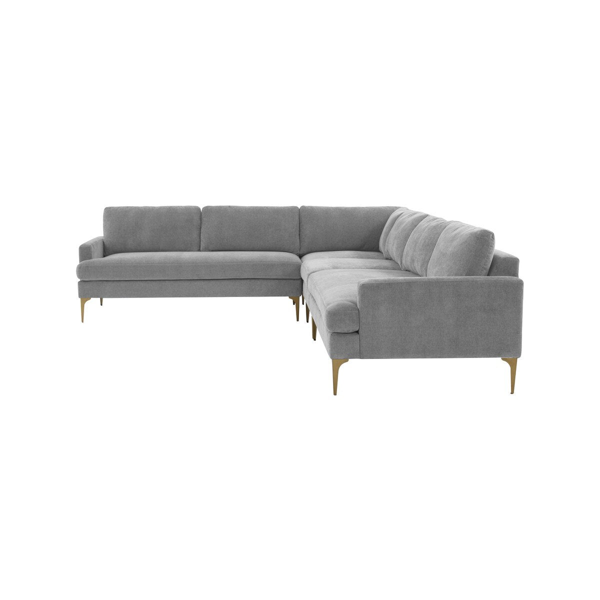 Serena Gray Velvet Large L-Sectional with Brass Legs