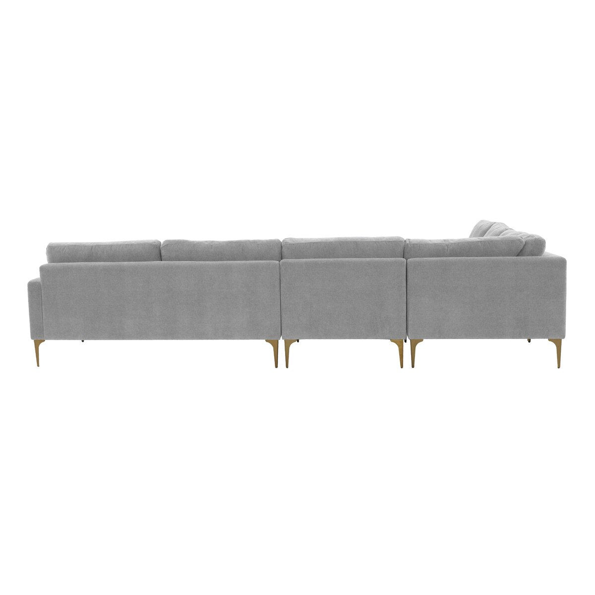 Serena Gray Velvet Large L-Sectional with Brass Legs