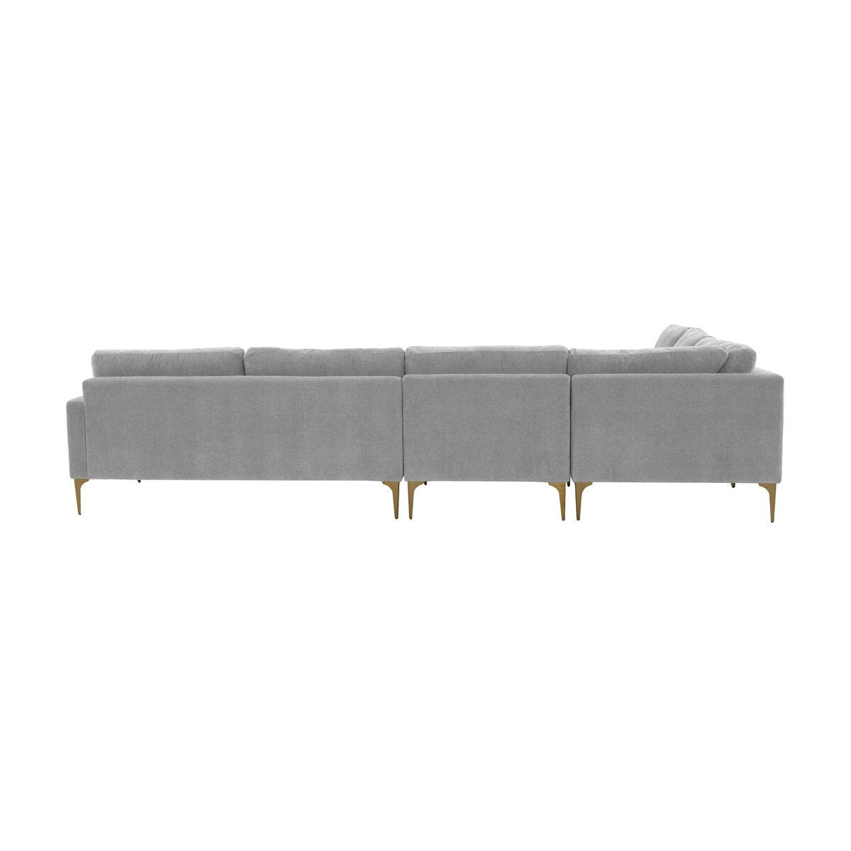 Serena Gray Velvet Large L-Sectional with Brass Legs