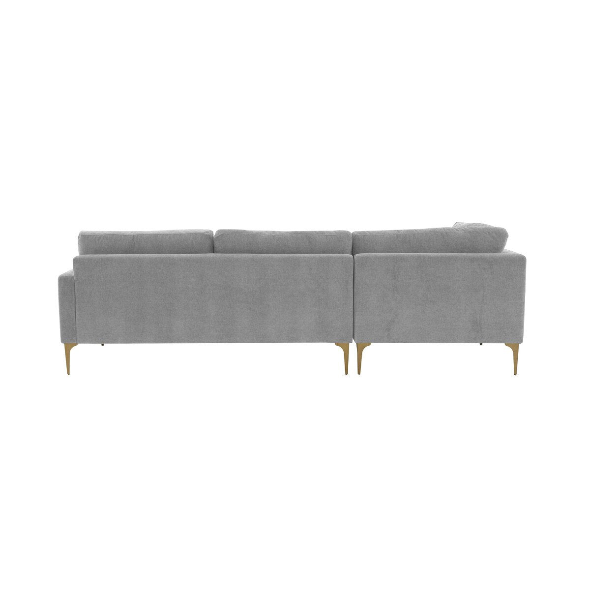 Serena Gray Velvet LAF Chaise Sectional with Brass Legs