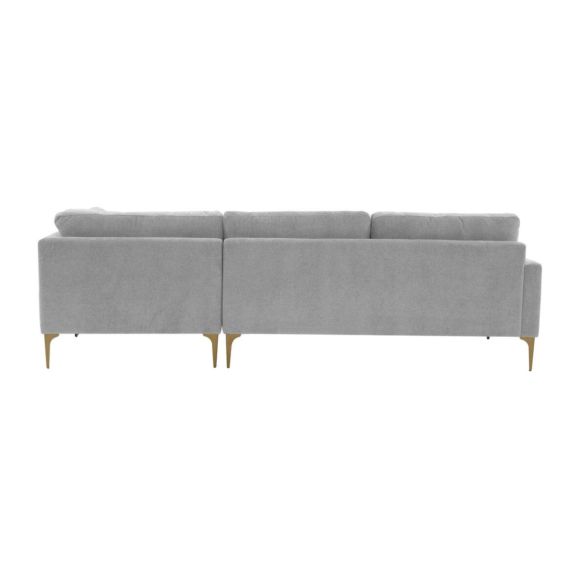 Serena Gray Velvet RAF Chaise Sectional with Brass Legs