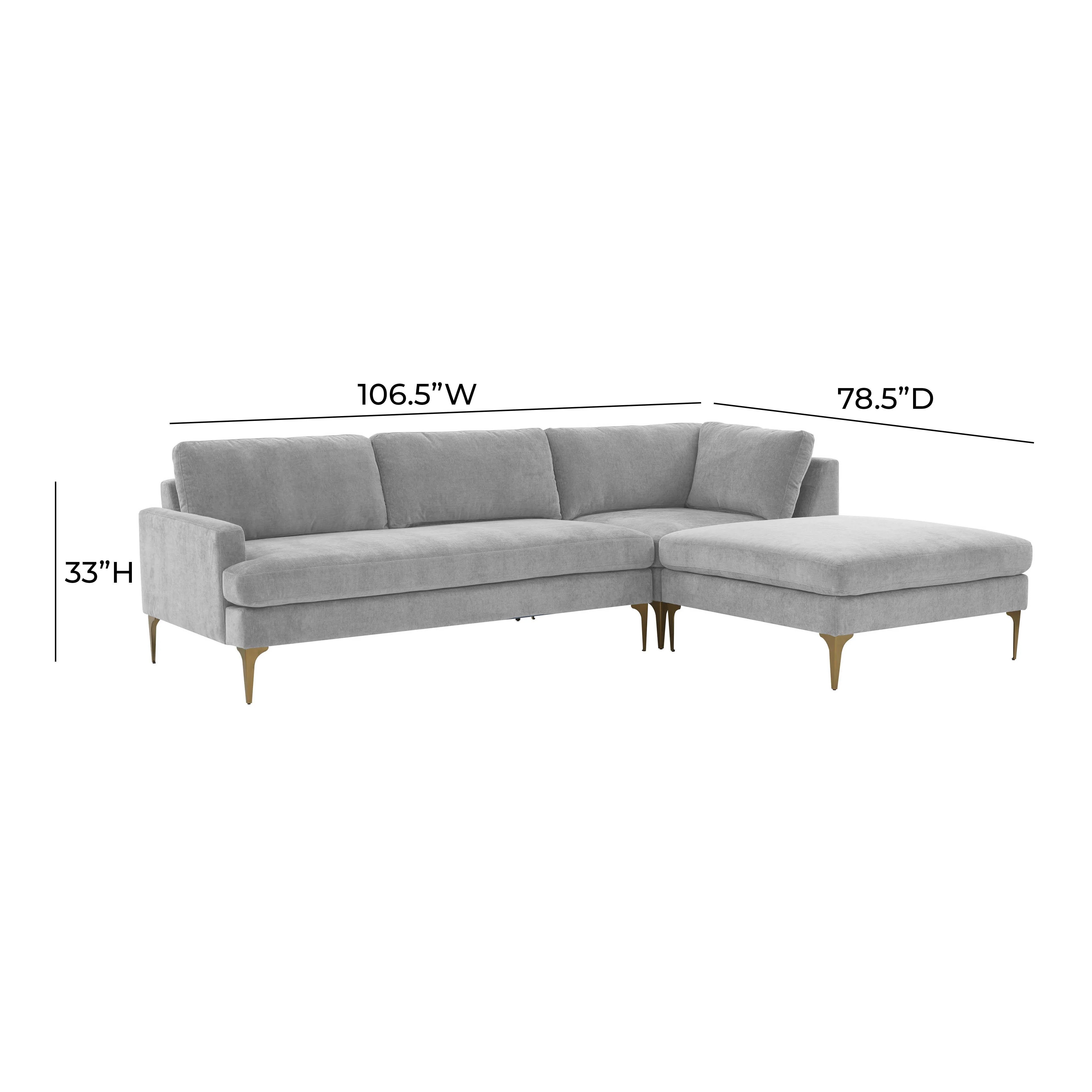 Serena 3-Piece Performance Velvet Chaise Sectional