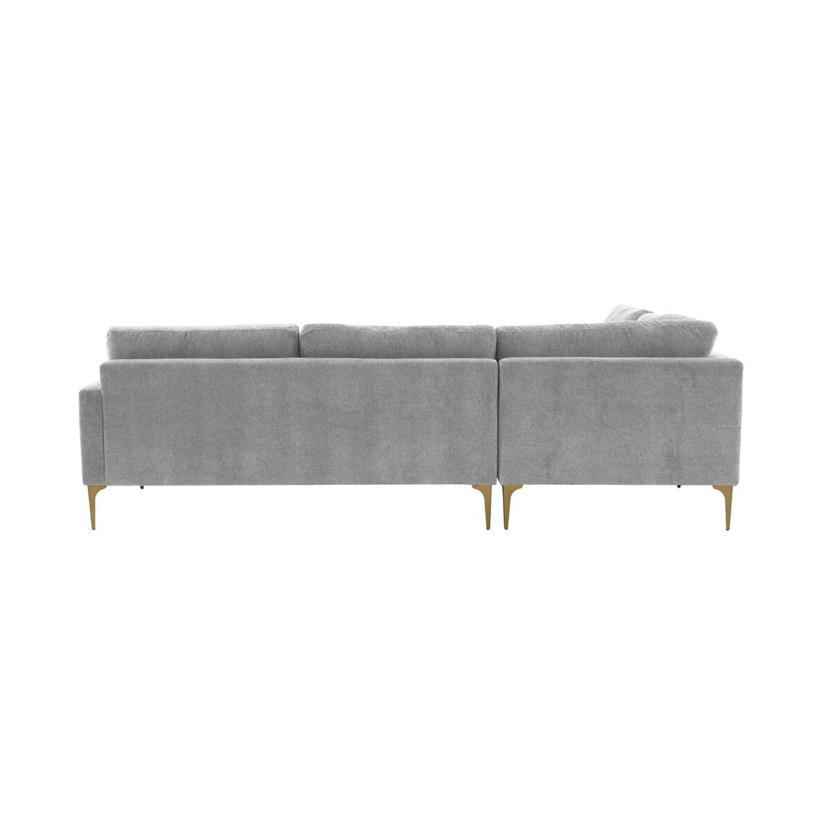 Serena Gray Velvet Large LAF Chaise Sectional with Brass Legs