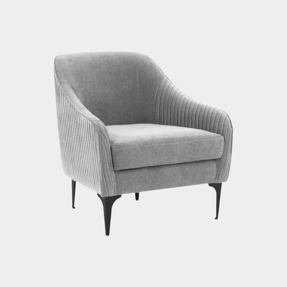 Serena Gray Velvet Accent Chair with Black Legs