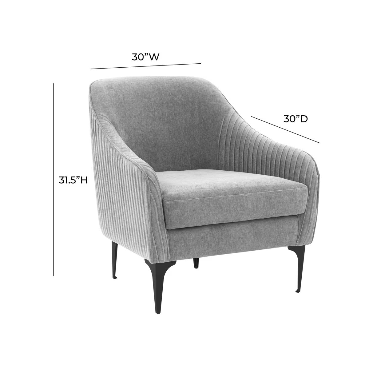 Serena Gray Velvet Accent Chair with Black Legs