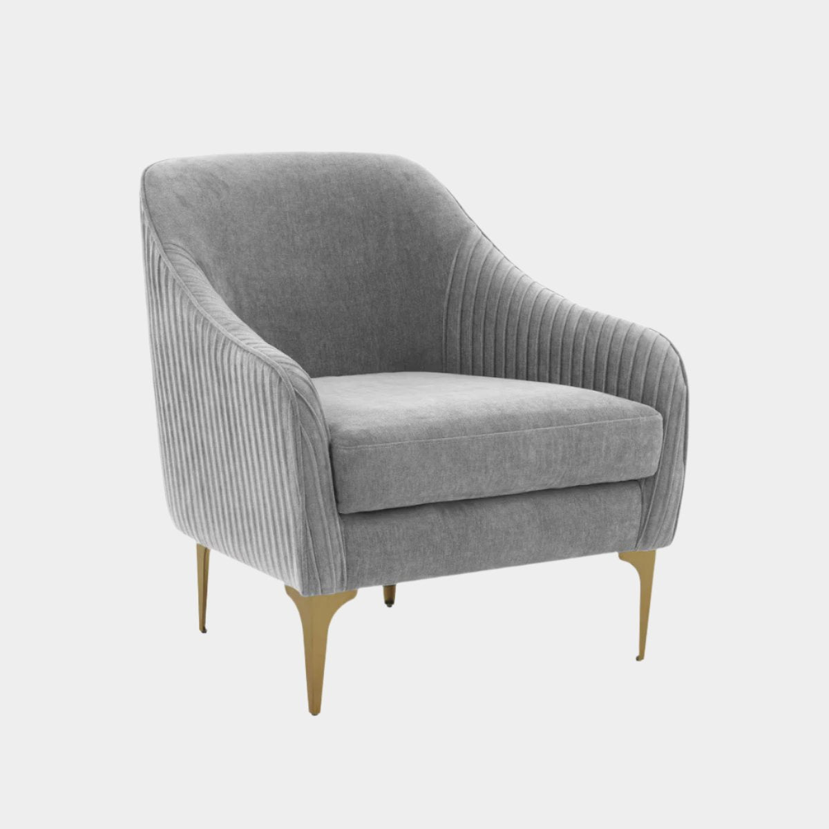 Serena Gray Velvet Accent Chair with Brass Legs