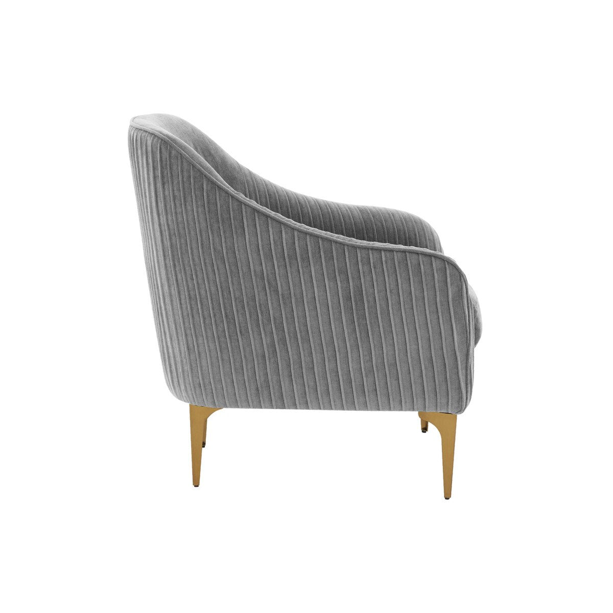 Serena Gray Velvet Accent Chair with Brass Legs