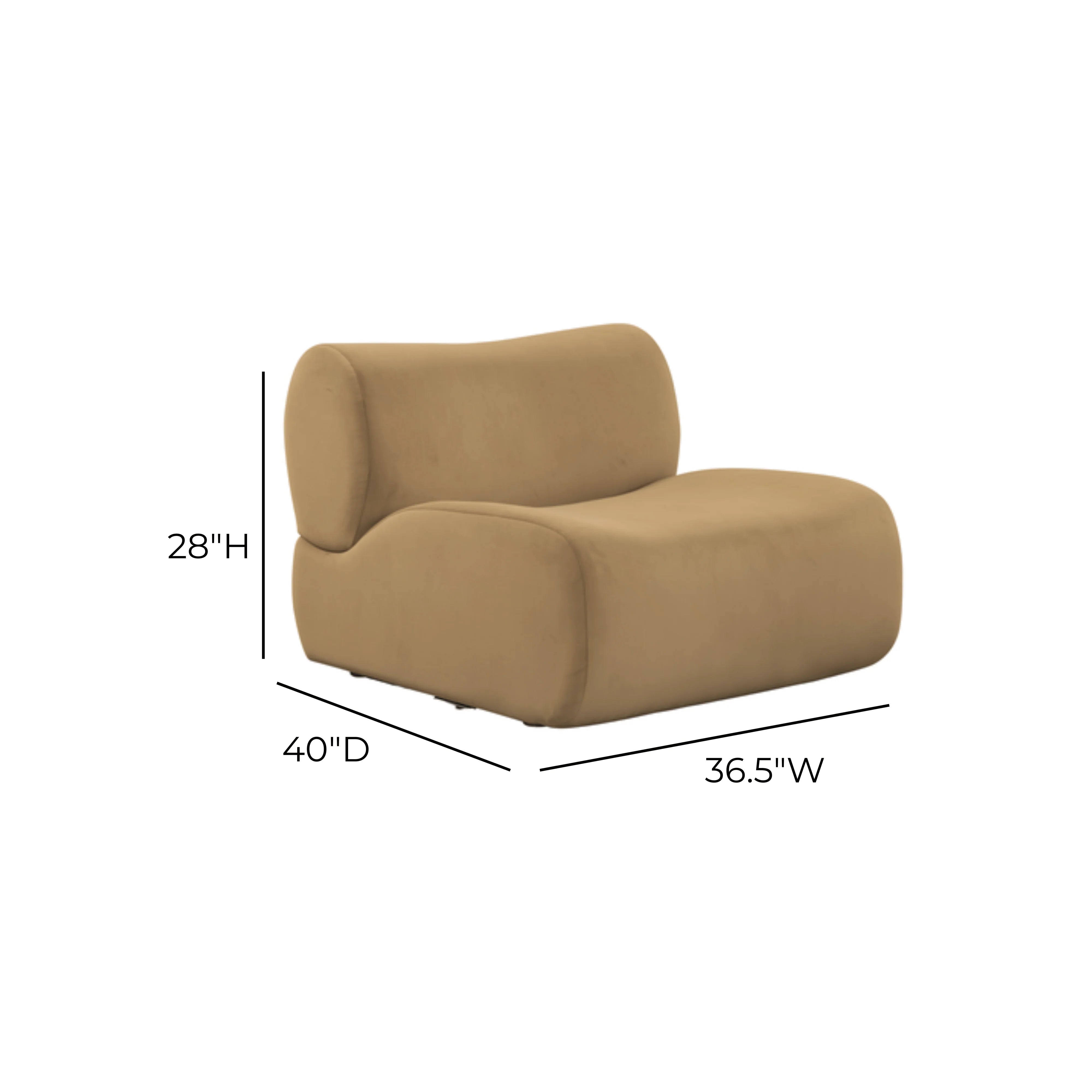 Zenith Latte Brown Performance Velvet Armless Chair