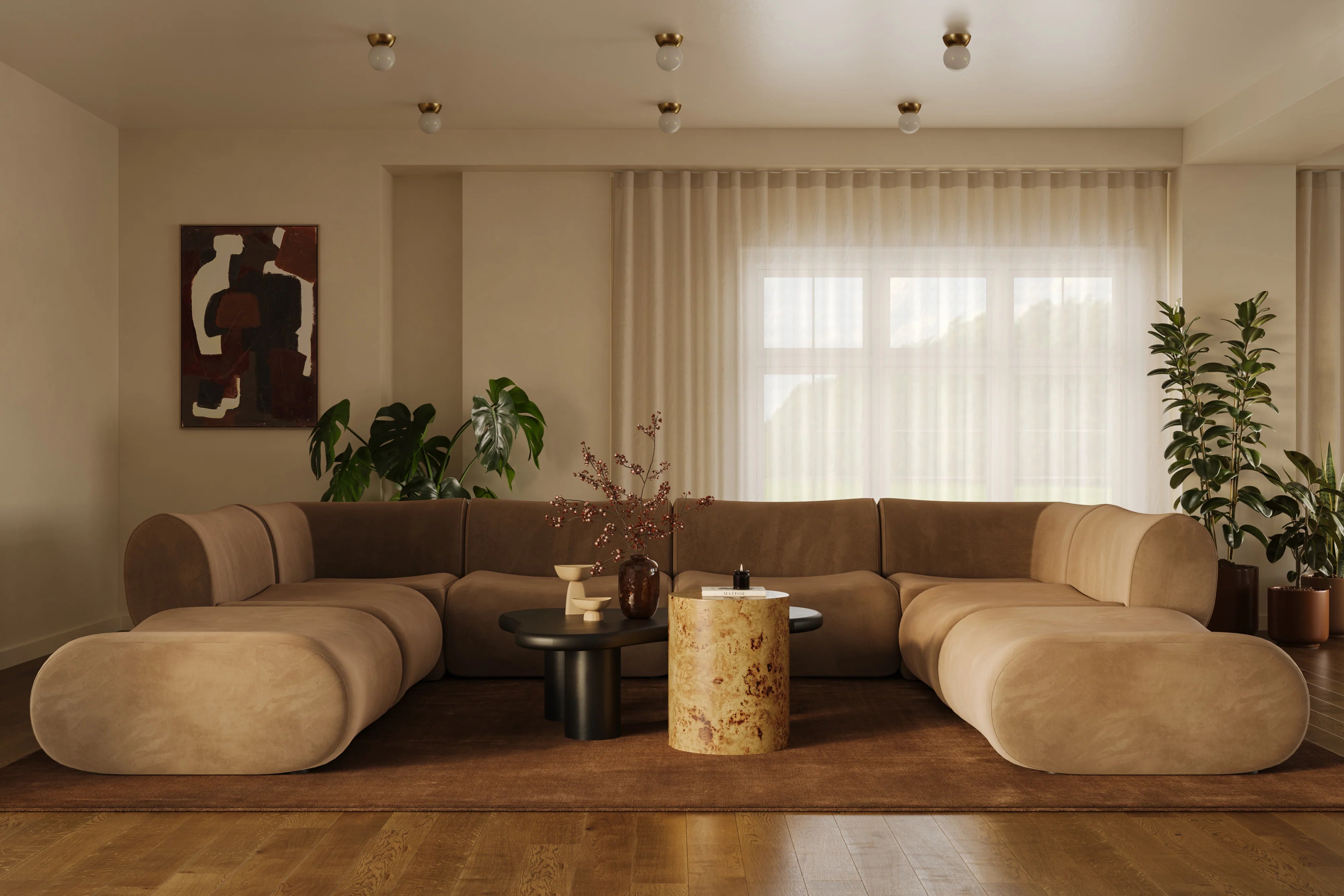 Zenith 8-Piece Latte Brown Performance Velvet Modular U-Sectional