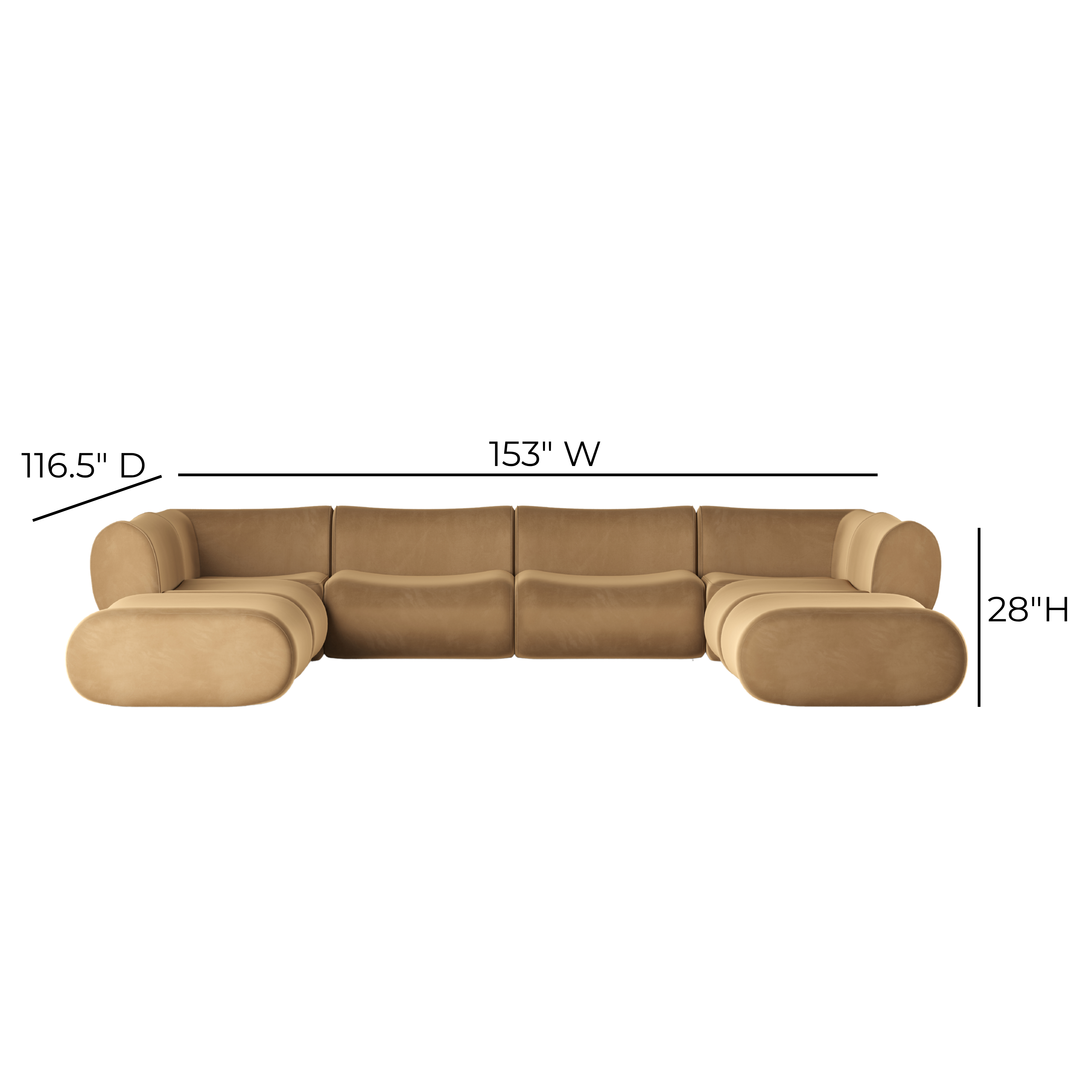 Zenith 8-Piece Latte Brown Performance Velvet Modular U-Sectional