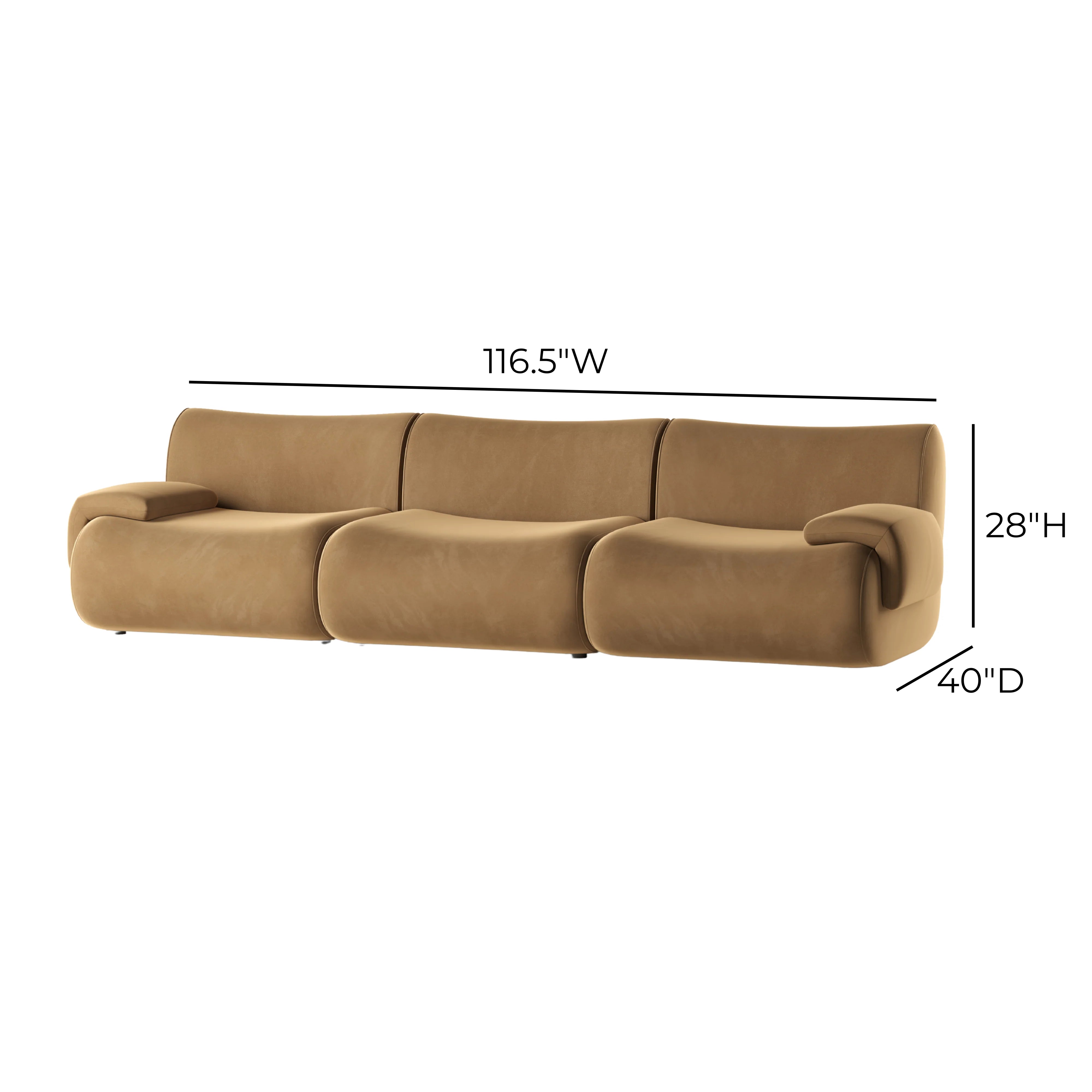 Zenith 116.5" Latte Brown Performance Velvet Modular Sofa