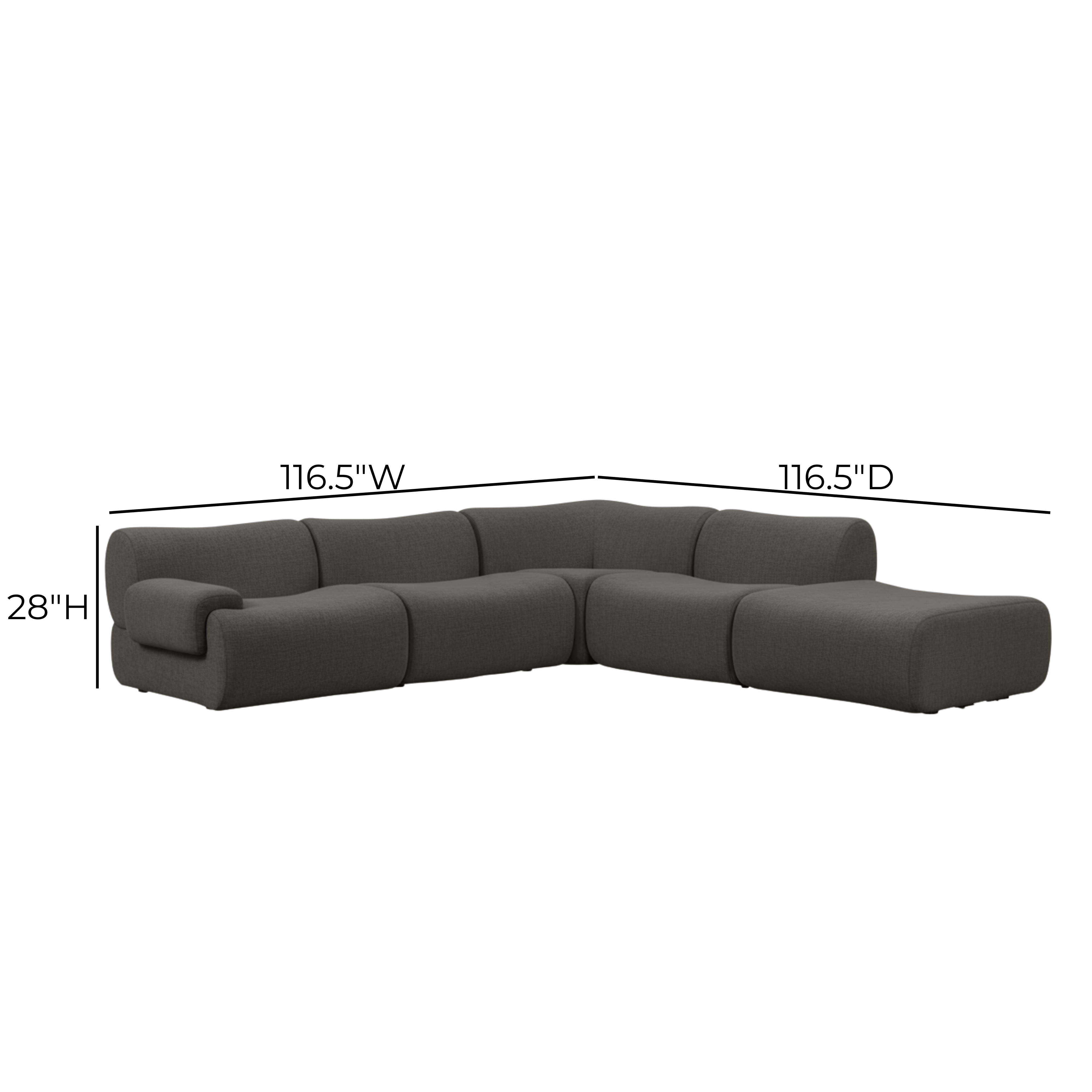 Zenith 5-Piece Contract-Grade Upcycled Fabric Modular Sectional
