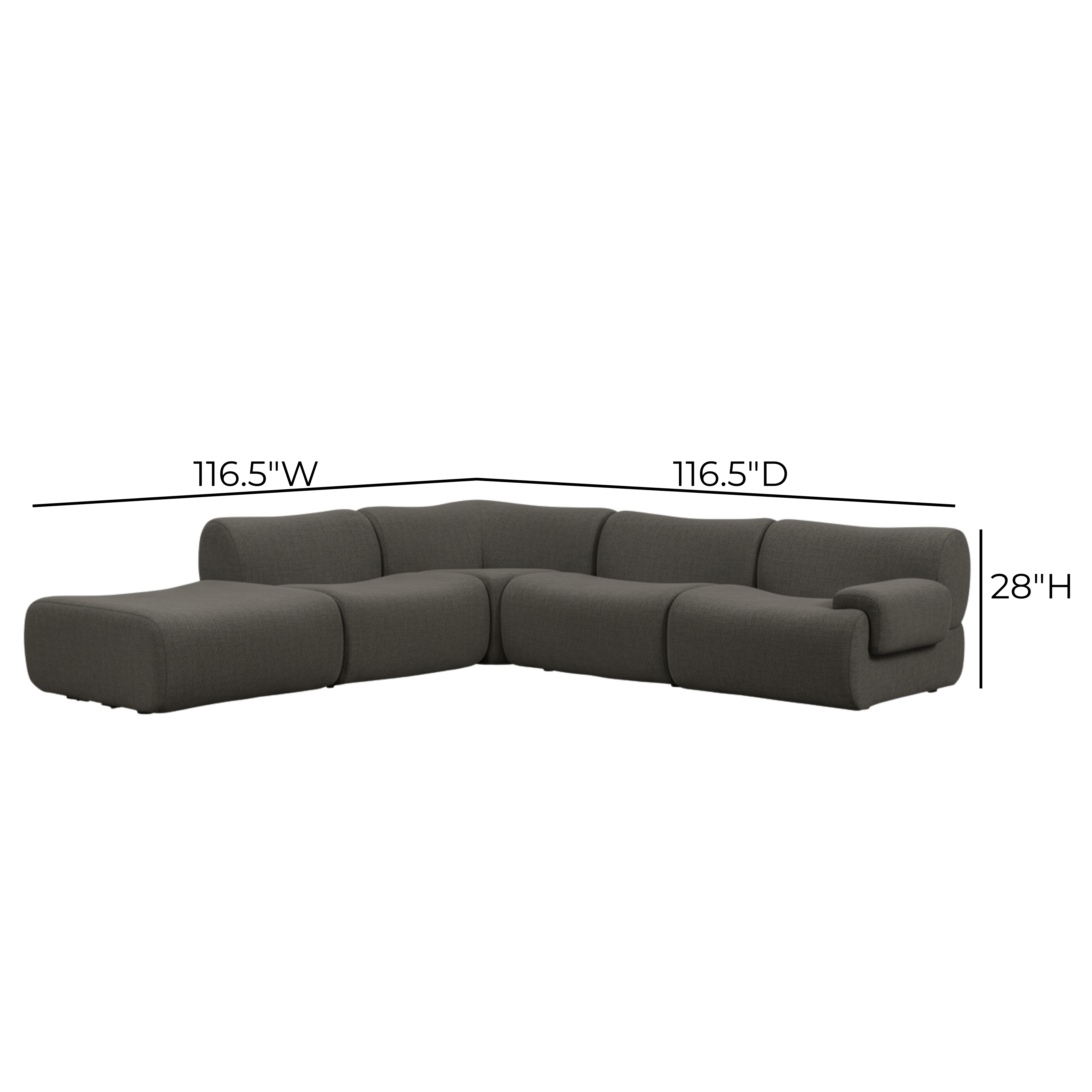 Zenith 5-Piece Contract-Grade Upcycled Fabric Modular Sectional