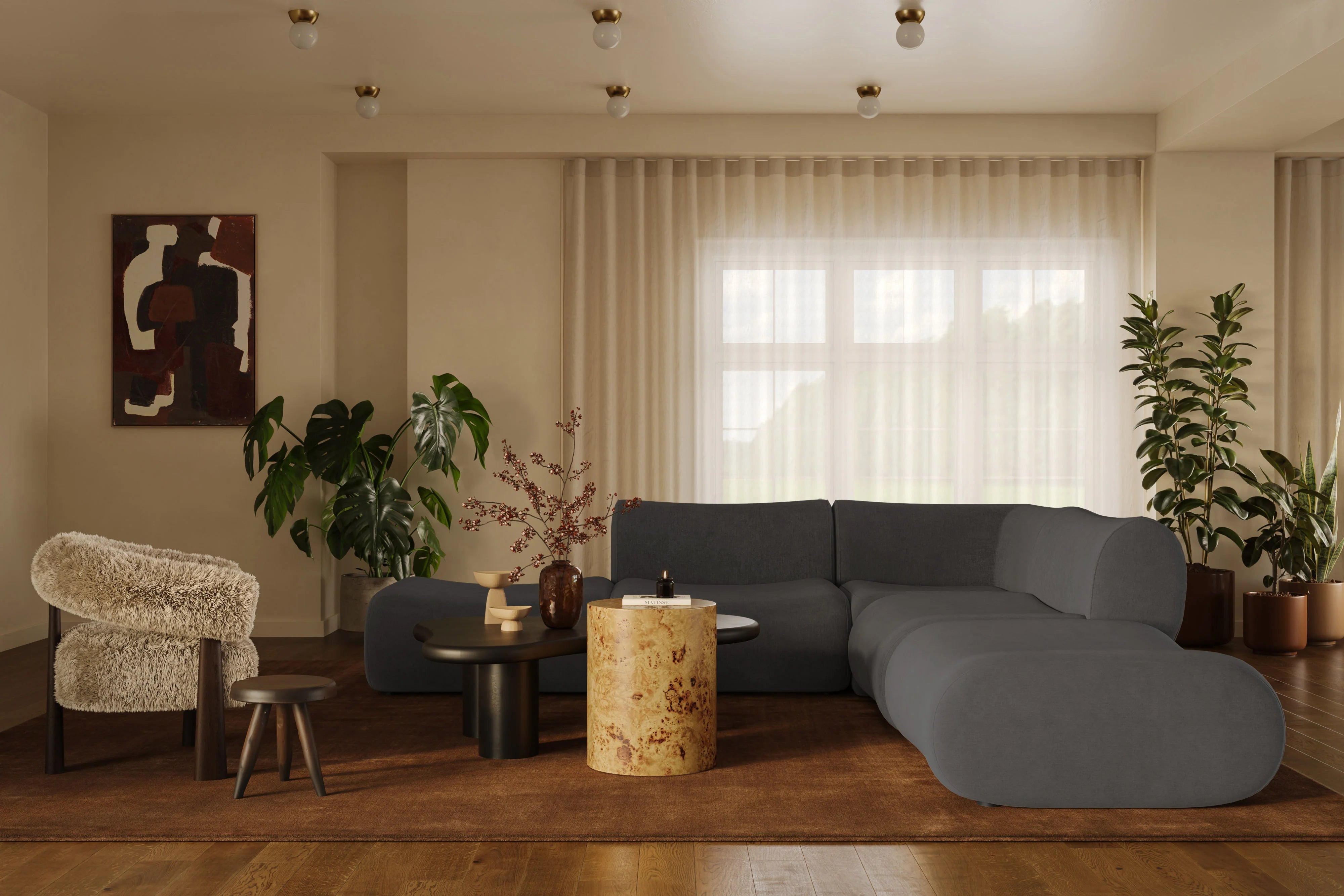 Zenith Contract-Grade Upcycled Fabric Ottoman