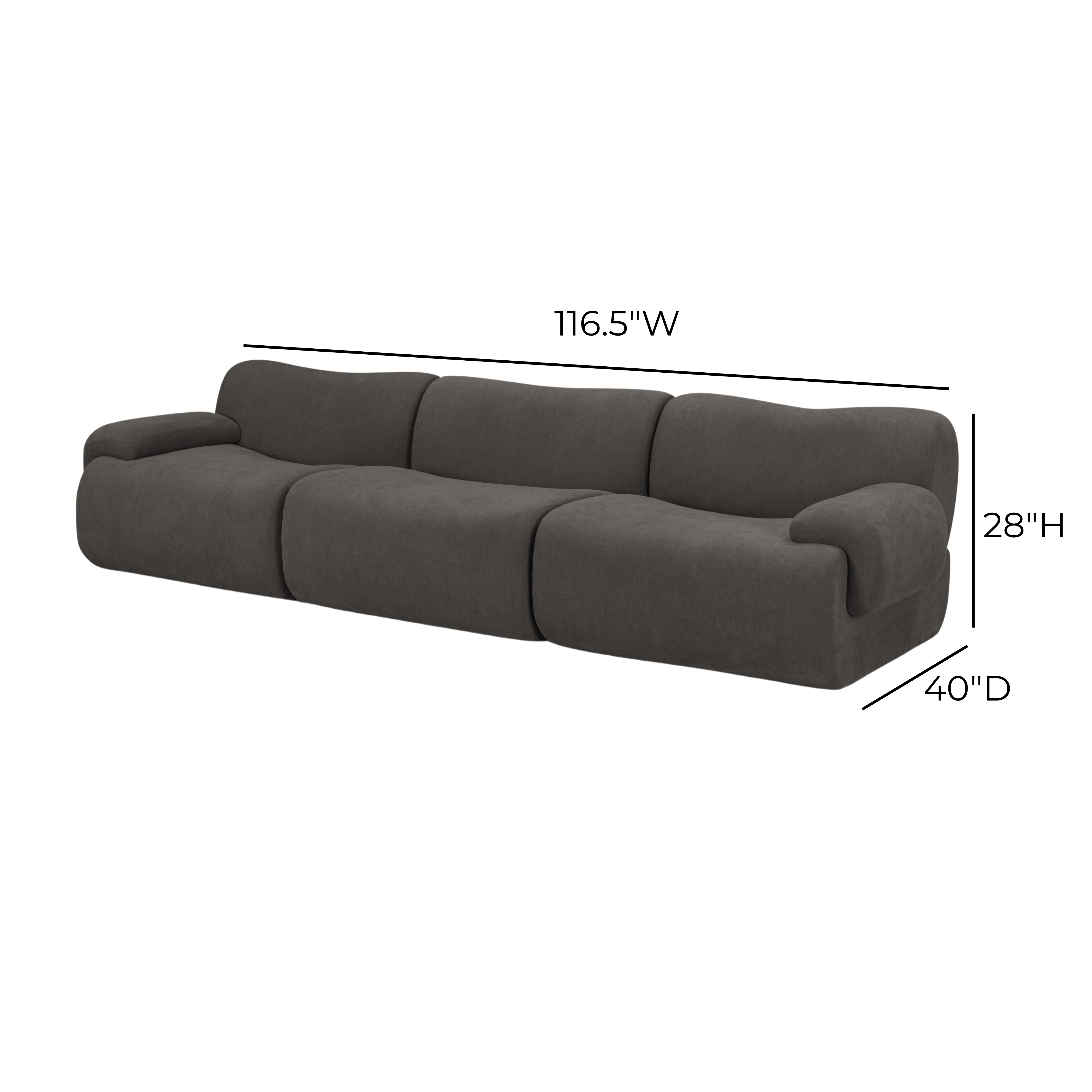Zenith 116.5" Contract-Grade Upcycled Fabric Modular Sofa