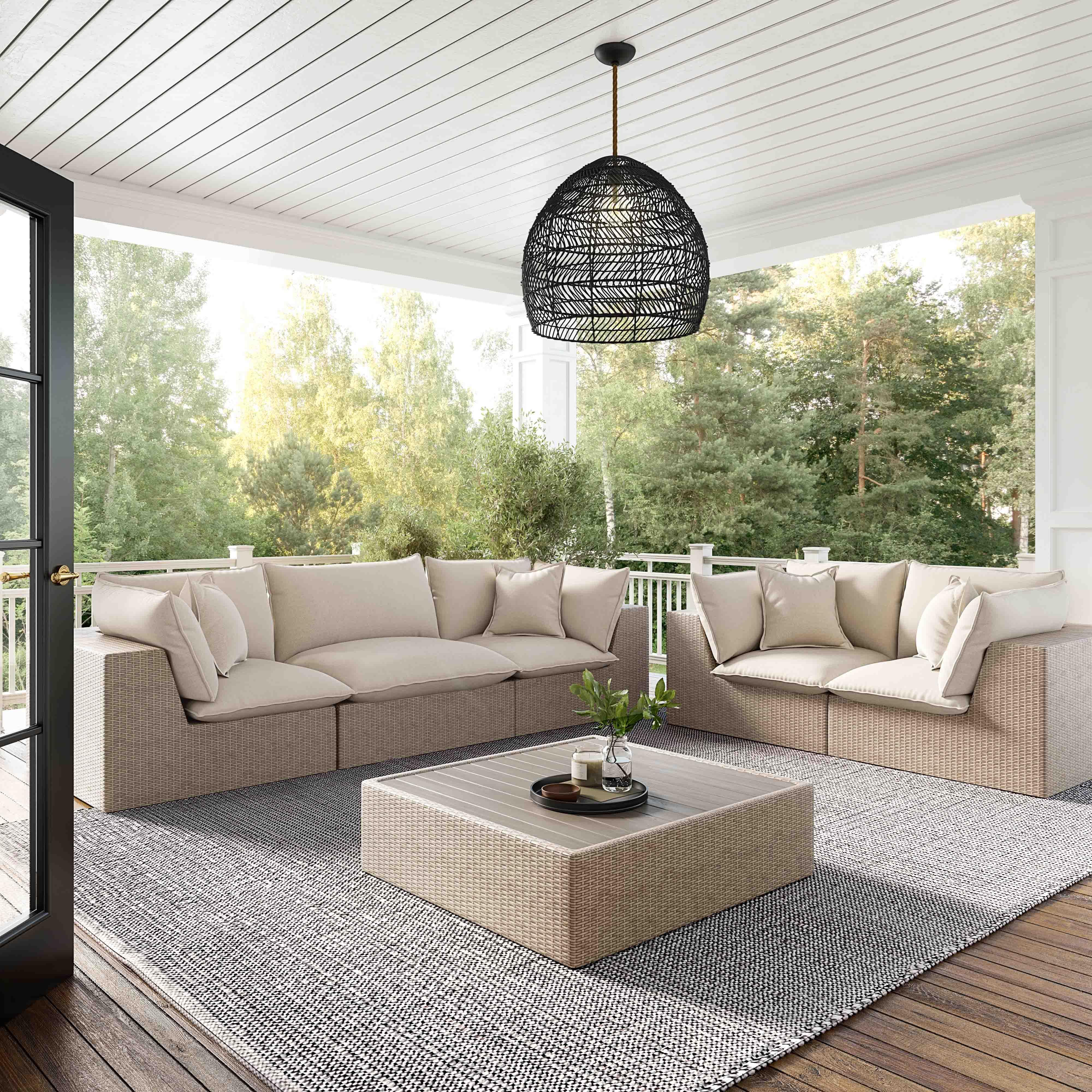Cali 80" Performance Fabric & Wicker Outdoor Loveseat
