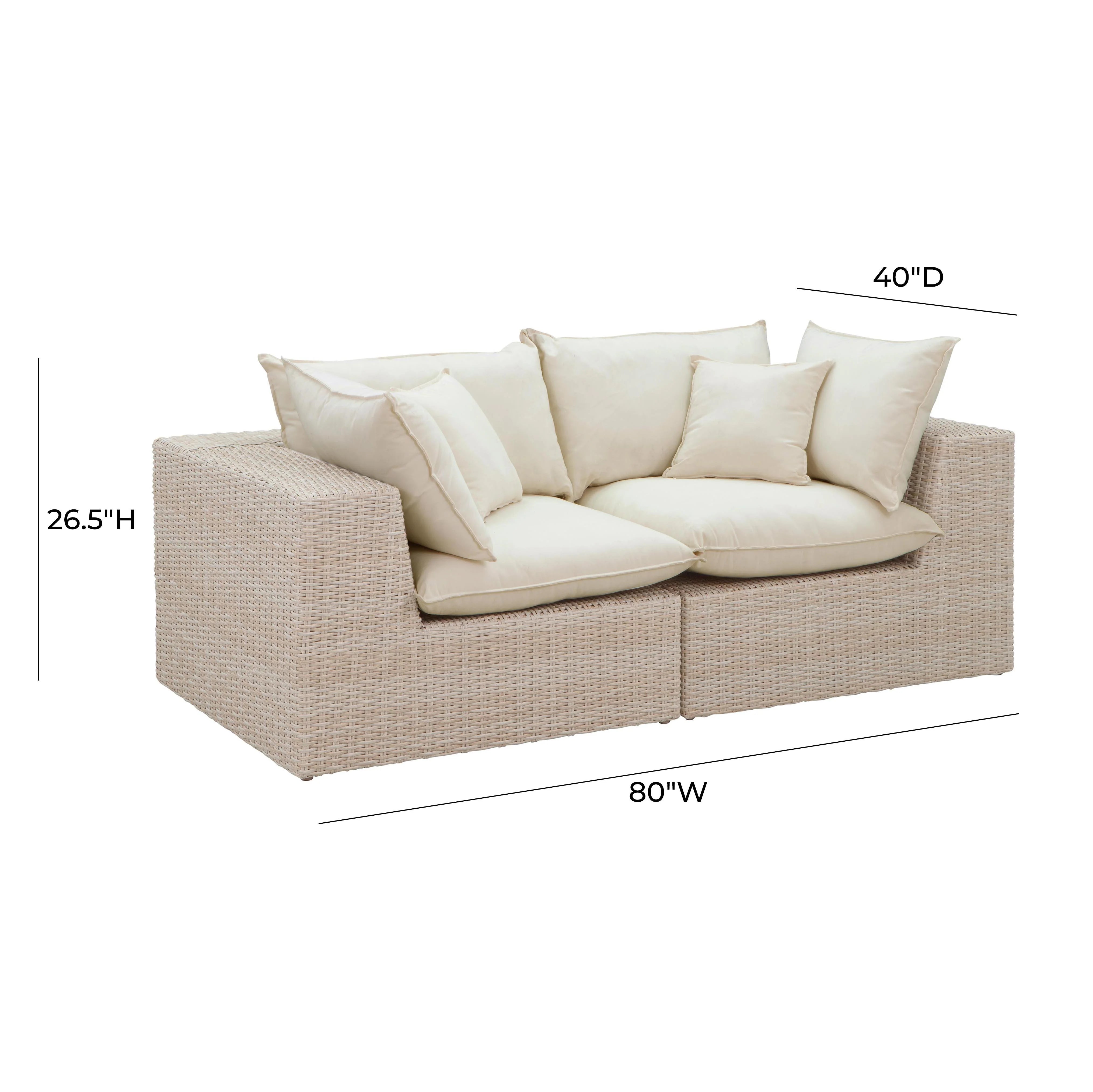 Cali 80" Natural Wicker Outdoor Modular Loveseat