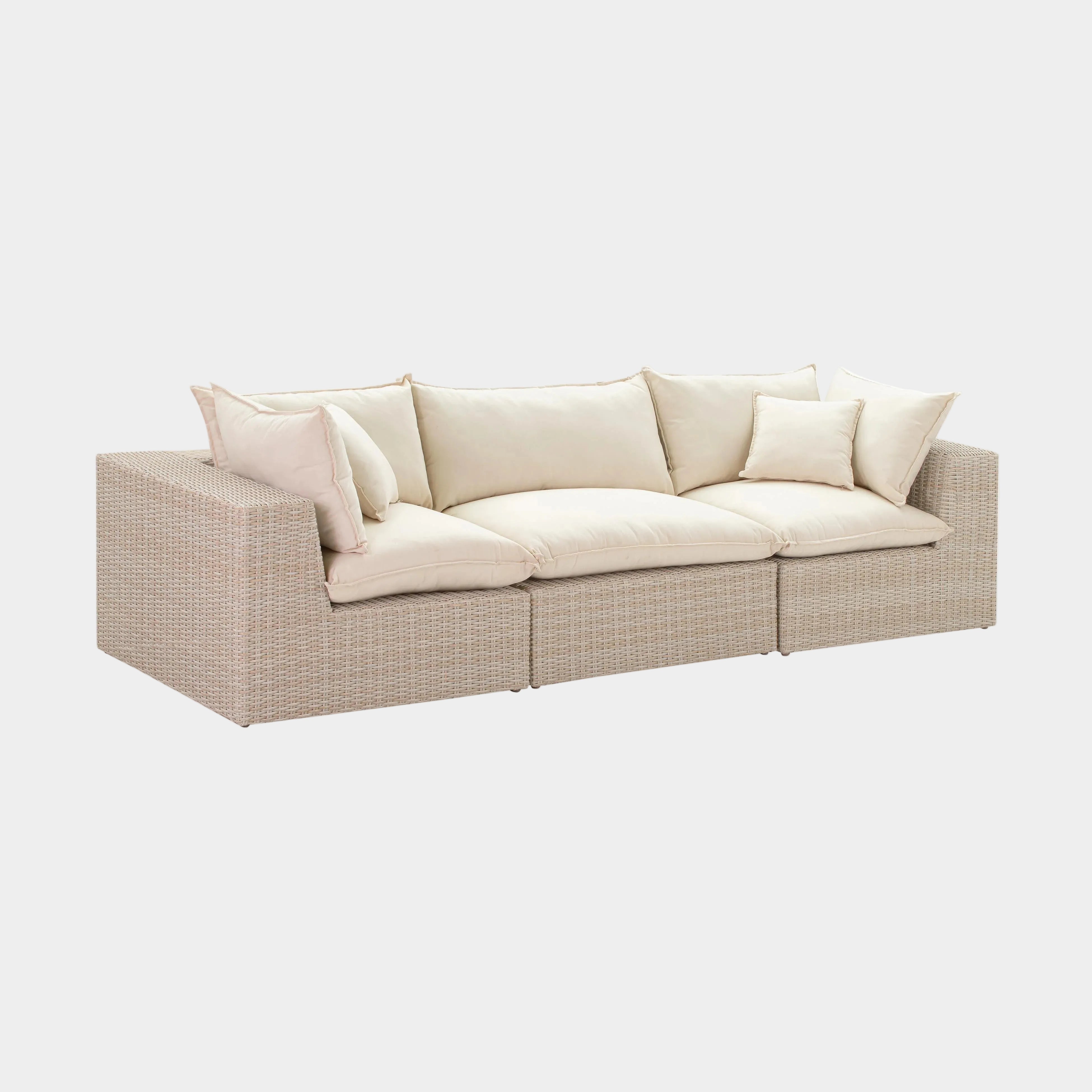 Cali 120" Natural Wicker Outdoor Modular Sofa