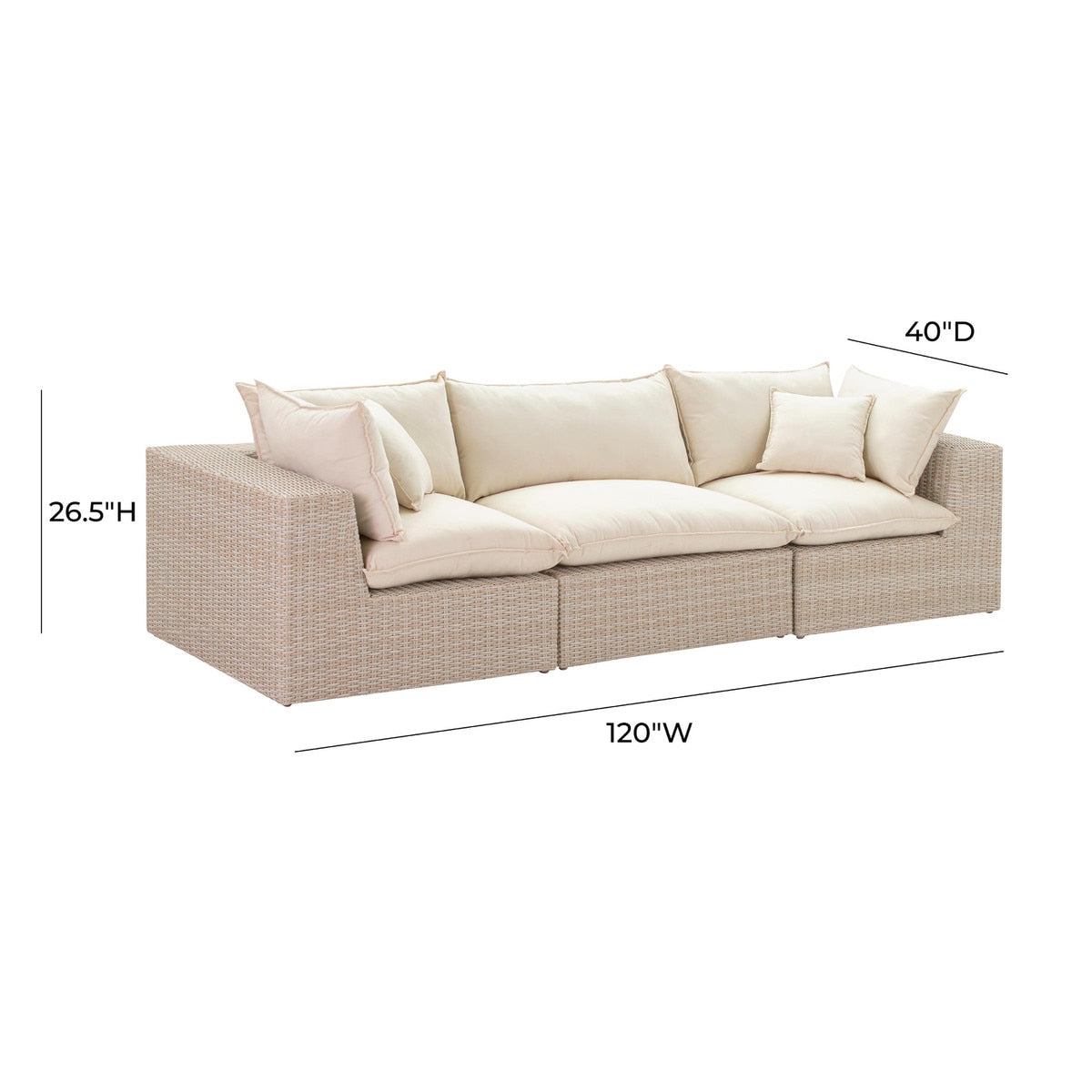 Cali Natural Wicker Outdoor Modular Sofa