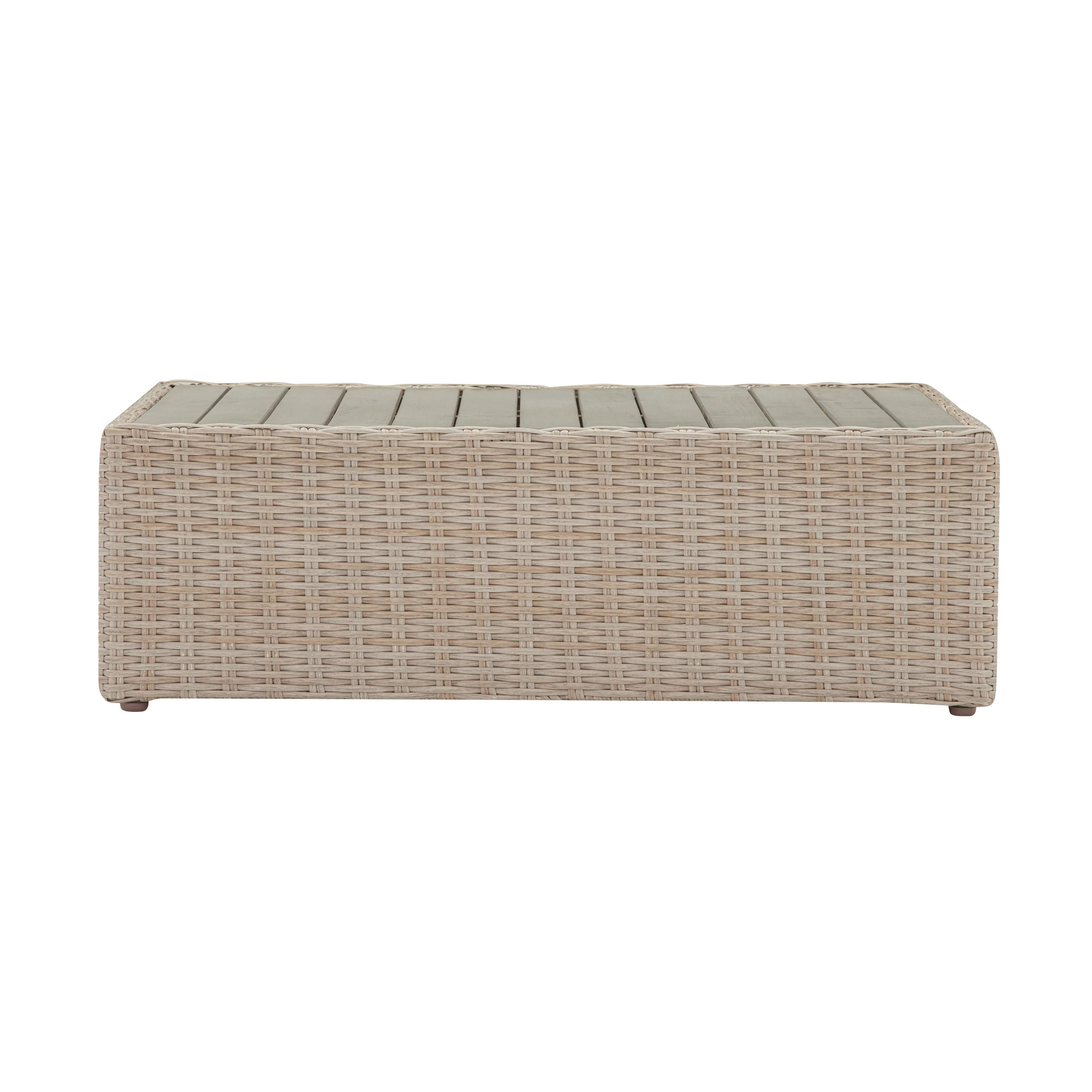 Cali 39" Natural Wicker Outdoor Ottoman / Coffee Table
