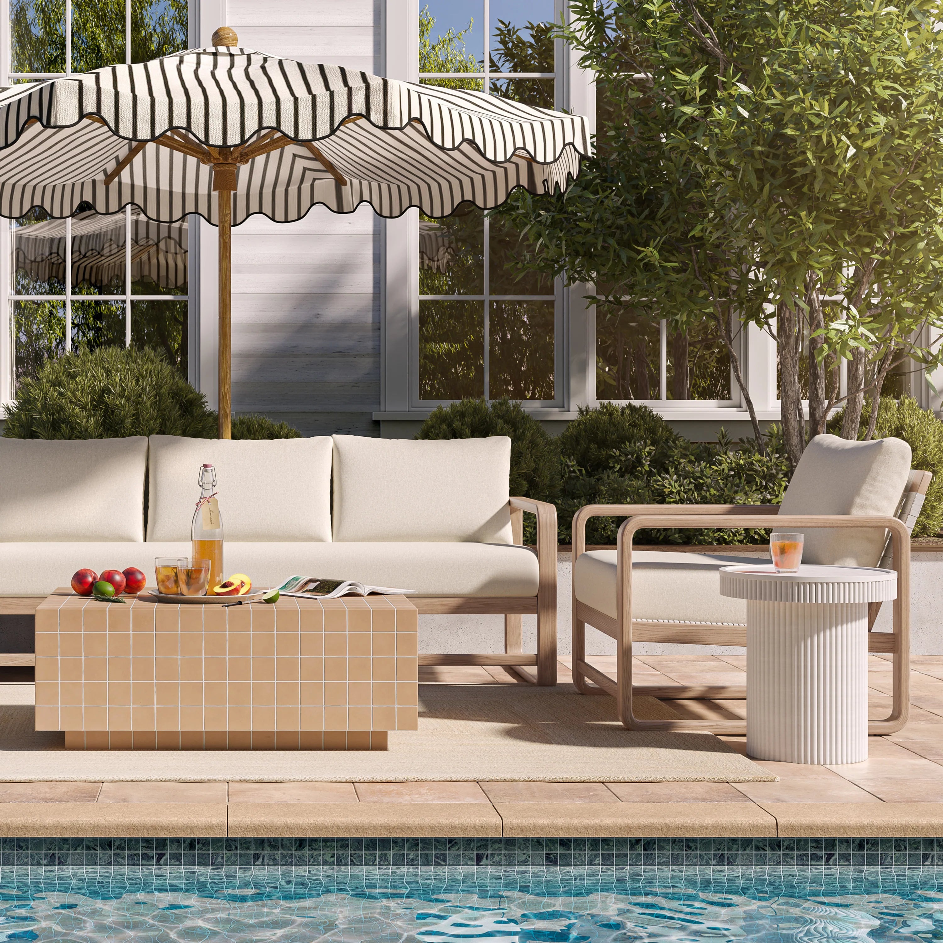 Palata Cream Performance Fabric Outdoor Accent Chair